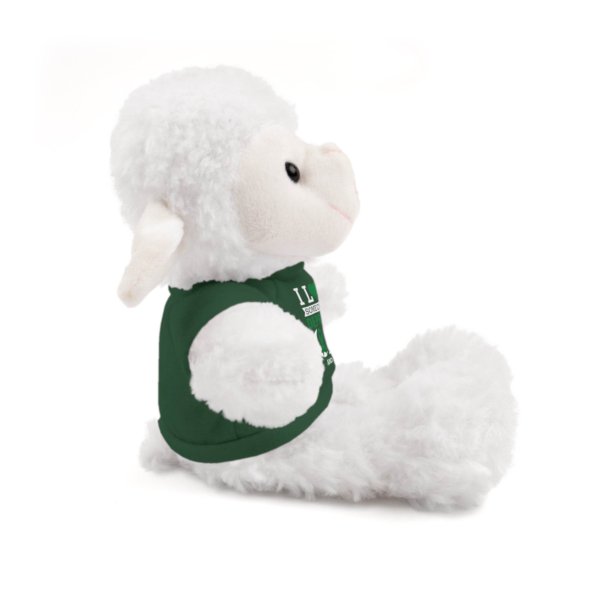 Show Your Love and Support with 'I Love Someone with Depression' Stuffed Animals - Furry Friend Wears Heartfelt Message Tee