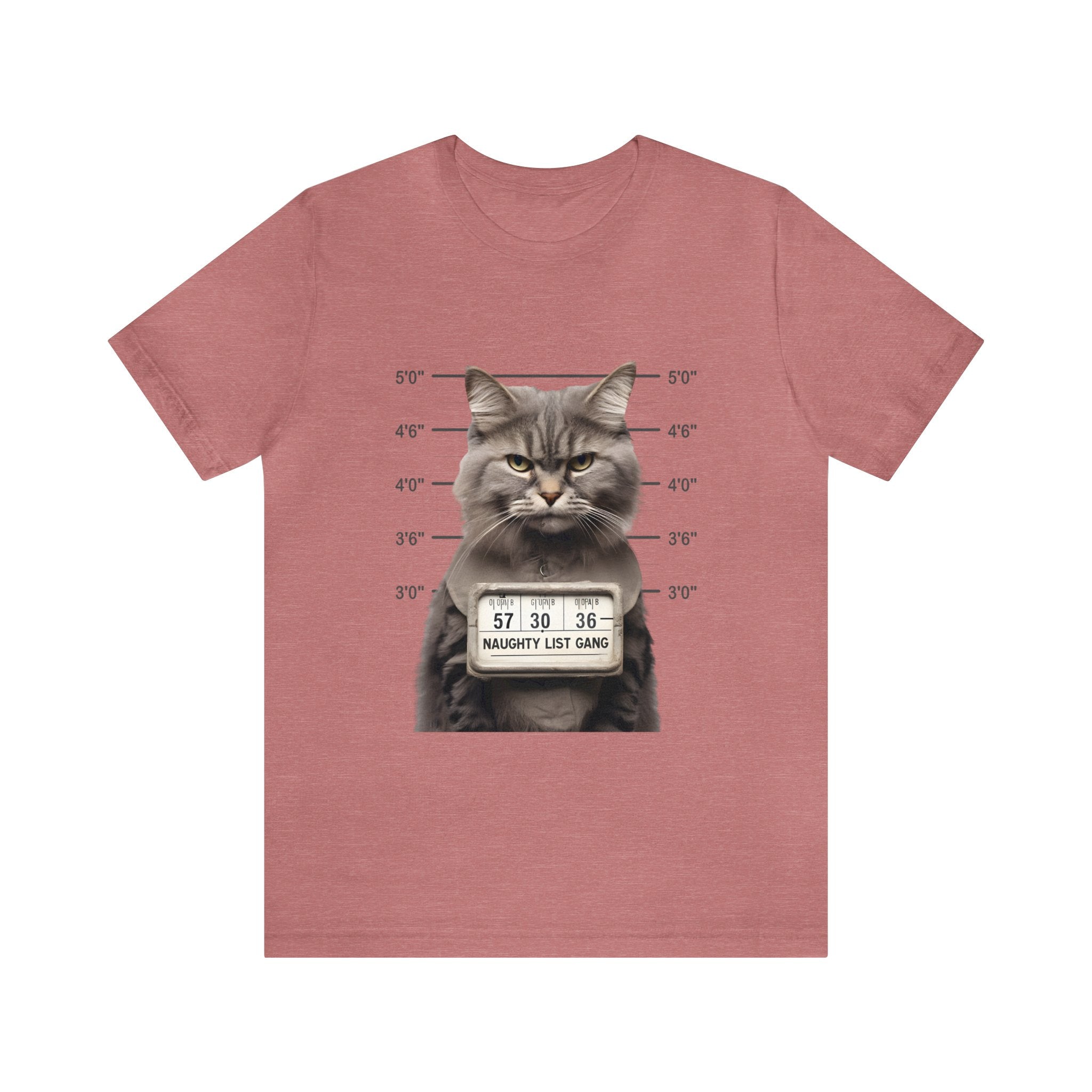 Naughty Cat Gang Cat in a Line-up Funny Unisex Jersey Short Sleeve Tee - Humorous Feline Apparel for Cat Lovers