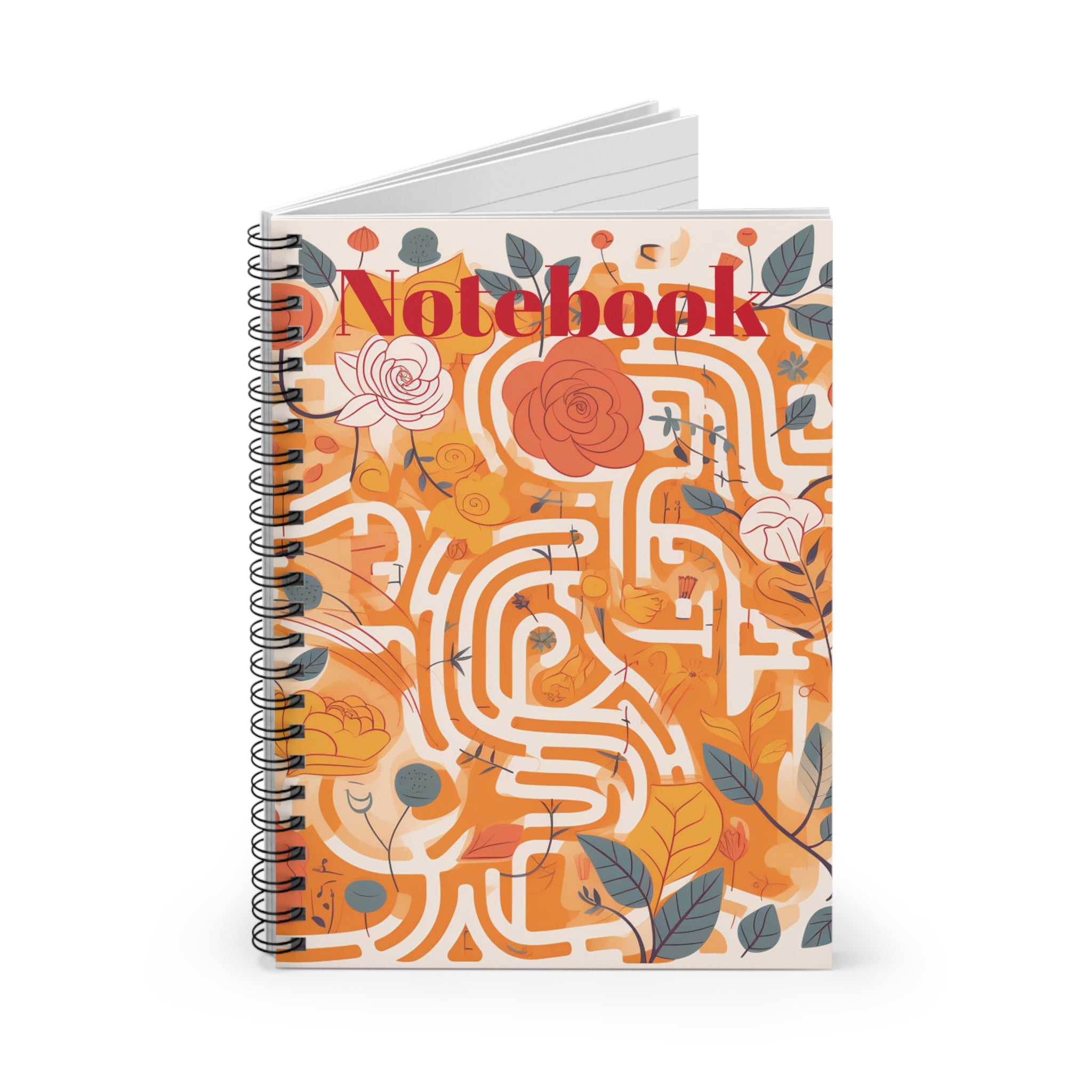 Spiral Notebook - Ruled Line Floral Maze with Bright Vibrant Colors of Sunset Art Perfect Gift for School Students