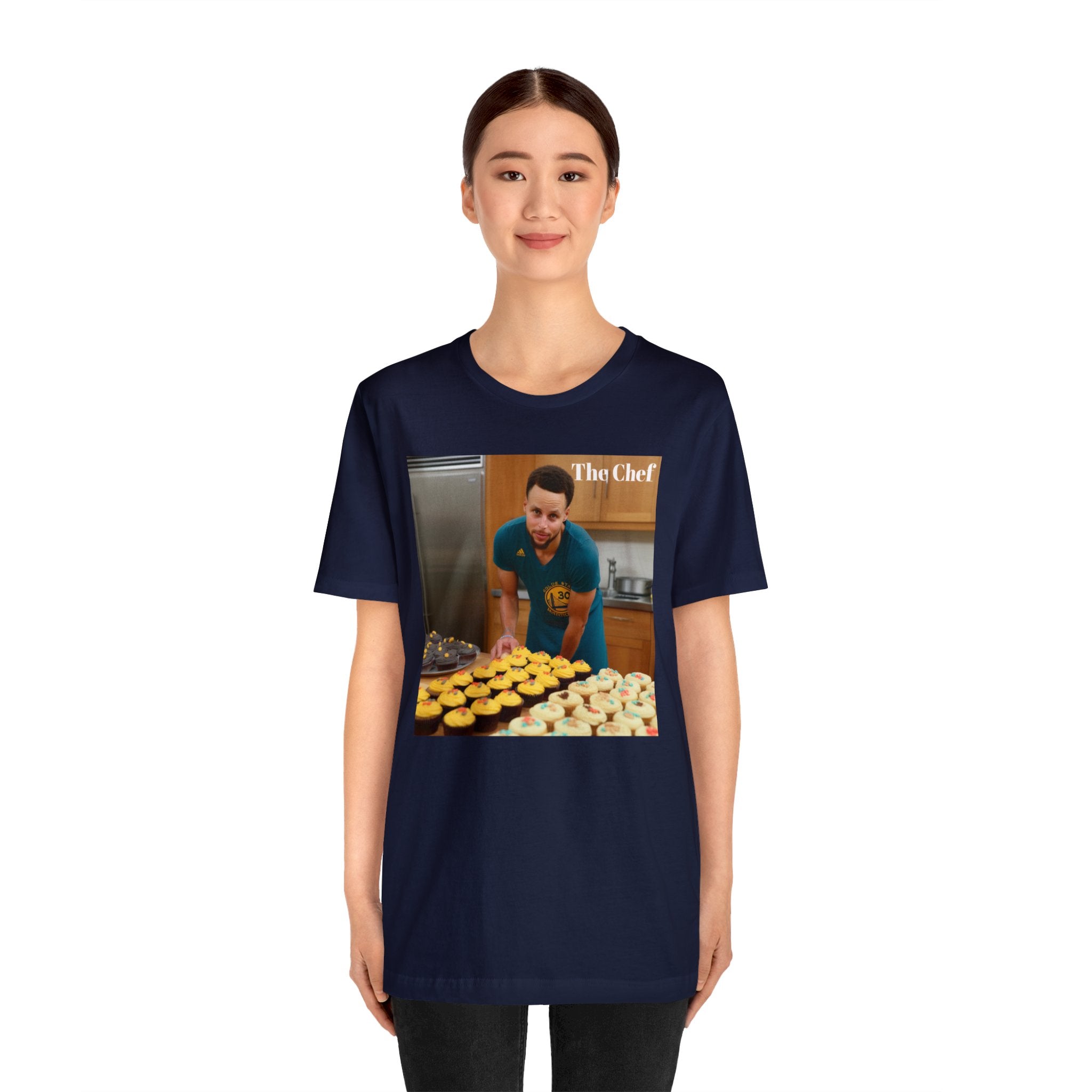 Chef Curry Witty Parody Tee: Professional Basketball Player Turned Baker Cupcakes Design - Unisex Jersey Short Sleeve Tee for Sports and Baking Enthusiasts