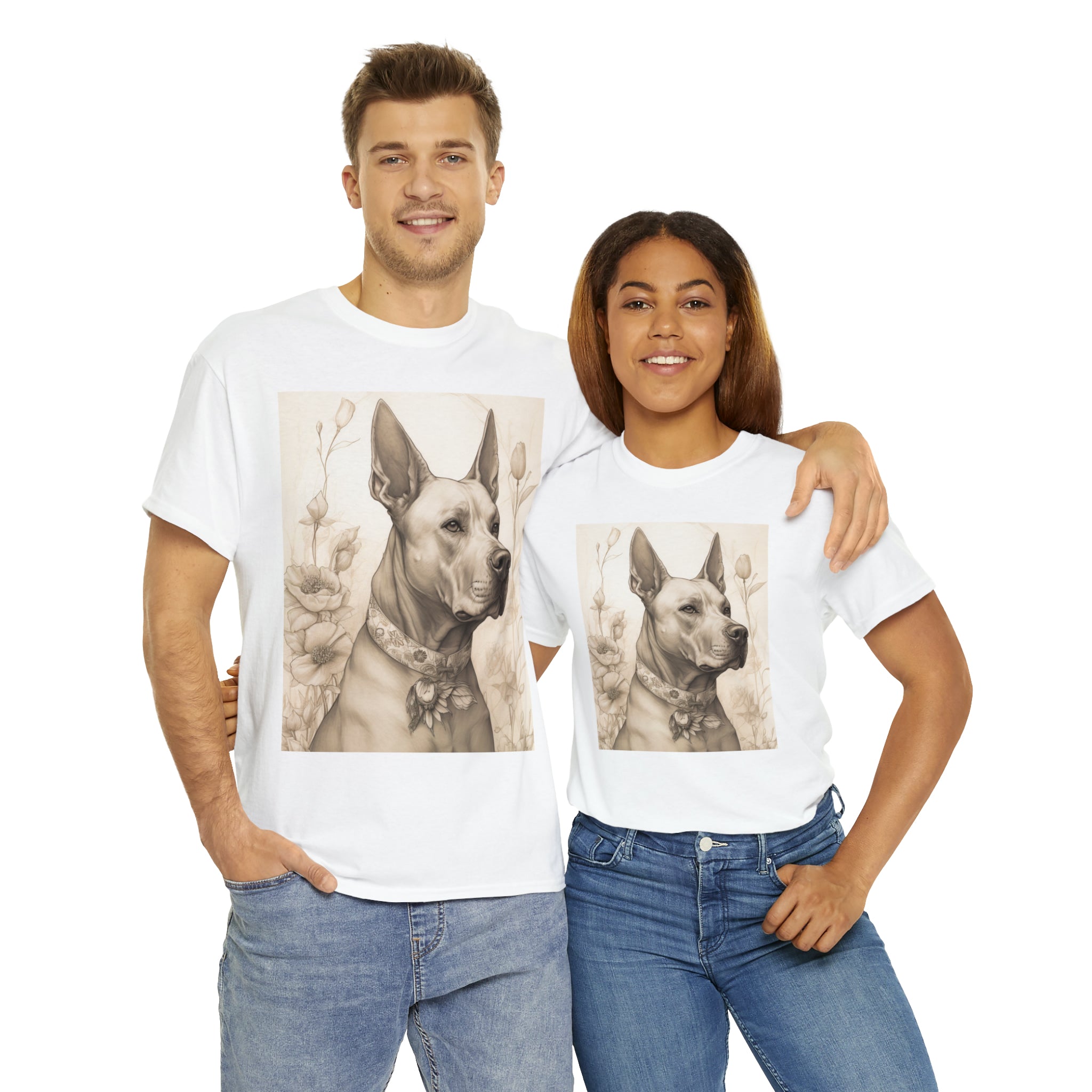 Unisex Heavy Cotton Tee-"Noble Canine" Heavy Cotton Tee - Unisex, Perfect for Dog Lovers & Art Enthusiasts