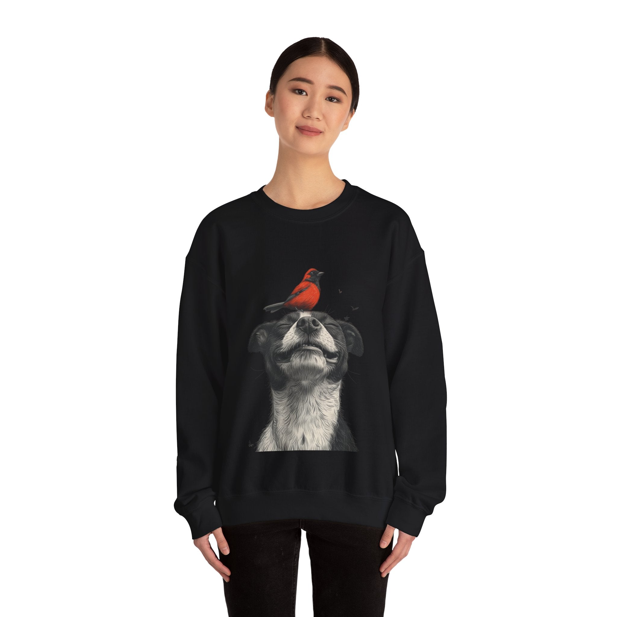 Trusting Bird and Dog Friend Unisex Heavy Blend™ Crewneck Sweatshirt - Cozy Comfort and Unique Style for Animal Lovers