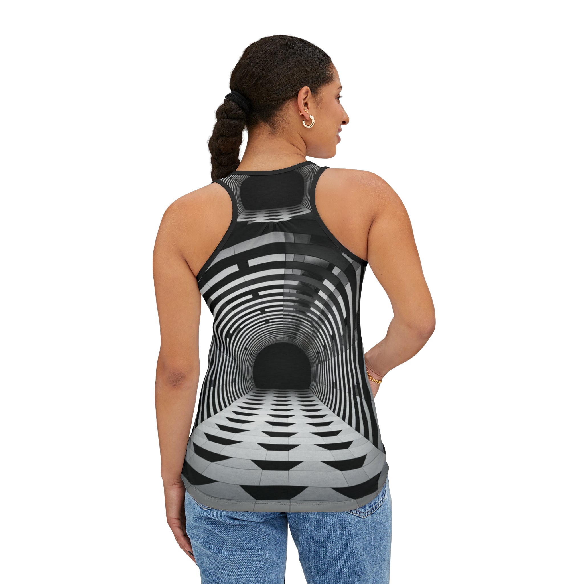 🌀 Mesmerizing Solitude: Optical Illusion Women's Tank Top - A Cool, Trippy Conversation Starter, Perfect for Personal Space Enthusiasts 🌈🚫