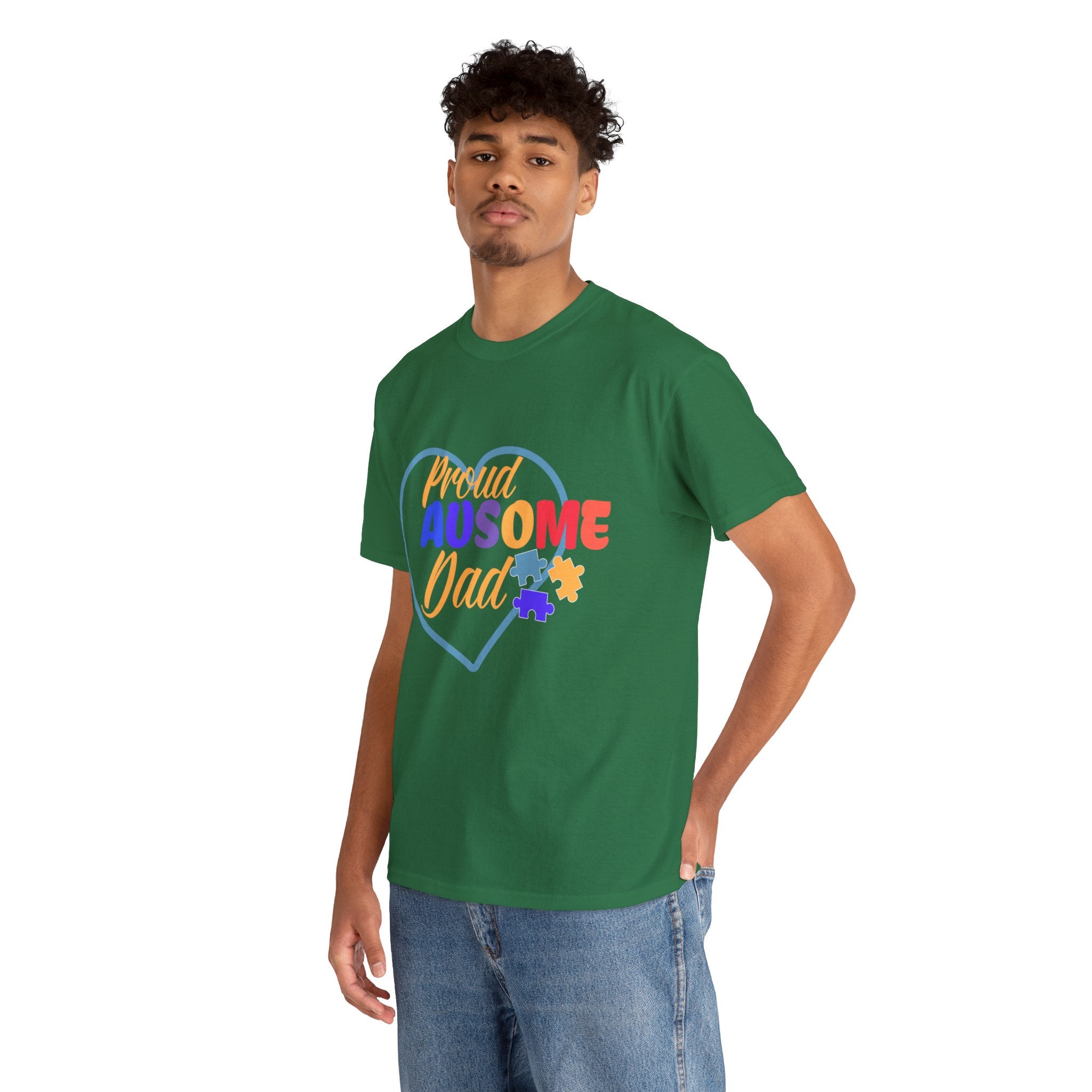 Ausome Dad: Champion of Neurodiversity & Autism Awareness - A Unisex Heavy Cotton Tee Celebrating Supportive Fathers and Advocacy in Style - A Heartfelt Tribute to Exceptional Parenting
