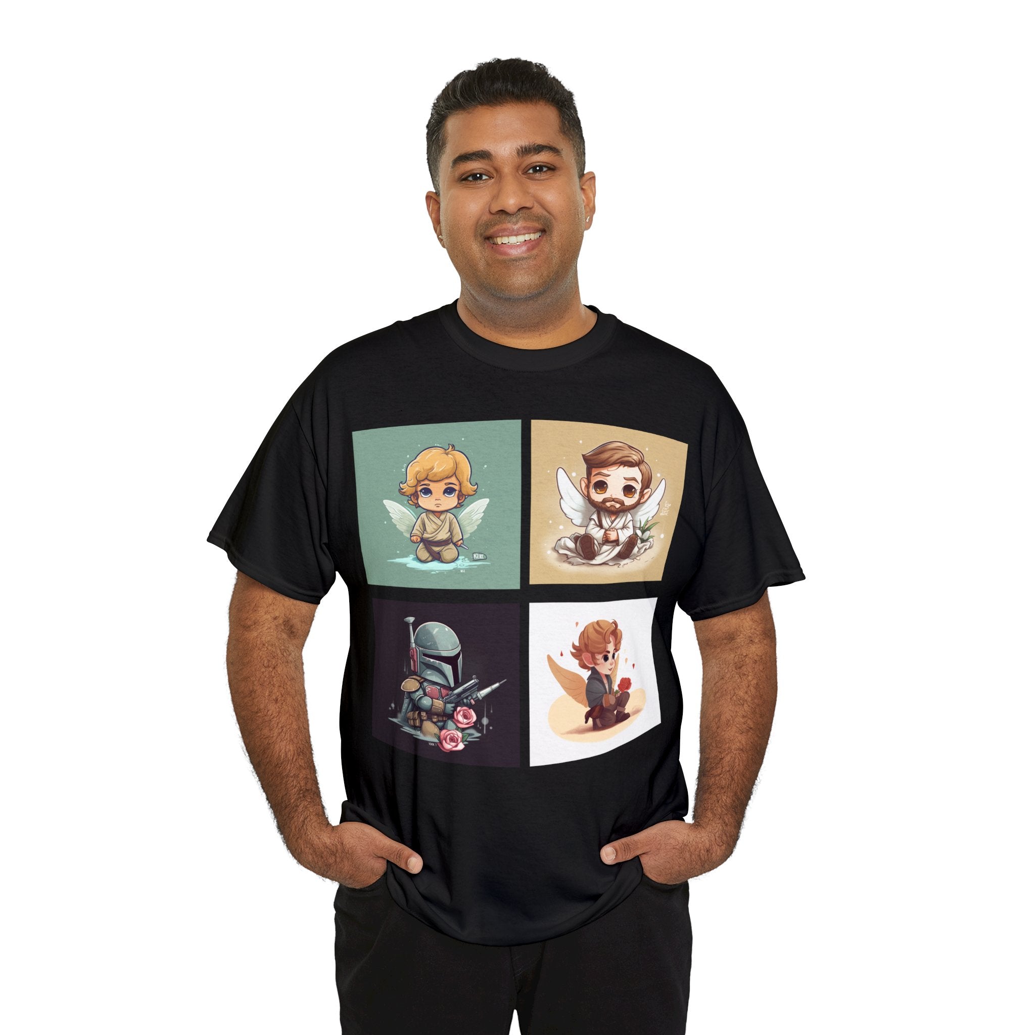 Proven Conversation Starter Cons! This Unique Shirt to Your Collection For Fans of Original Trilogy. Embrace the Epic Saga: Heroes and Villains of a Far Away Galaxy Cute Collage Unisex Heavy Cotton Tee - Showcase Your Love for Timeless Adventures