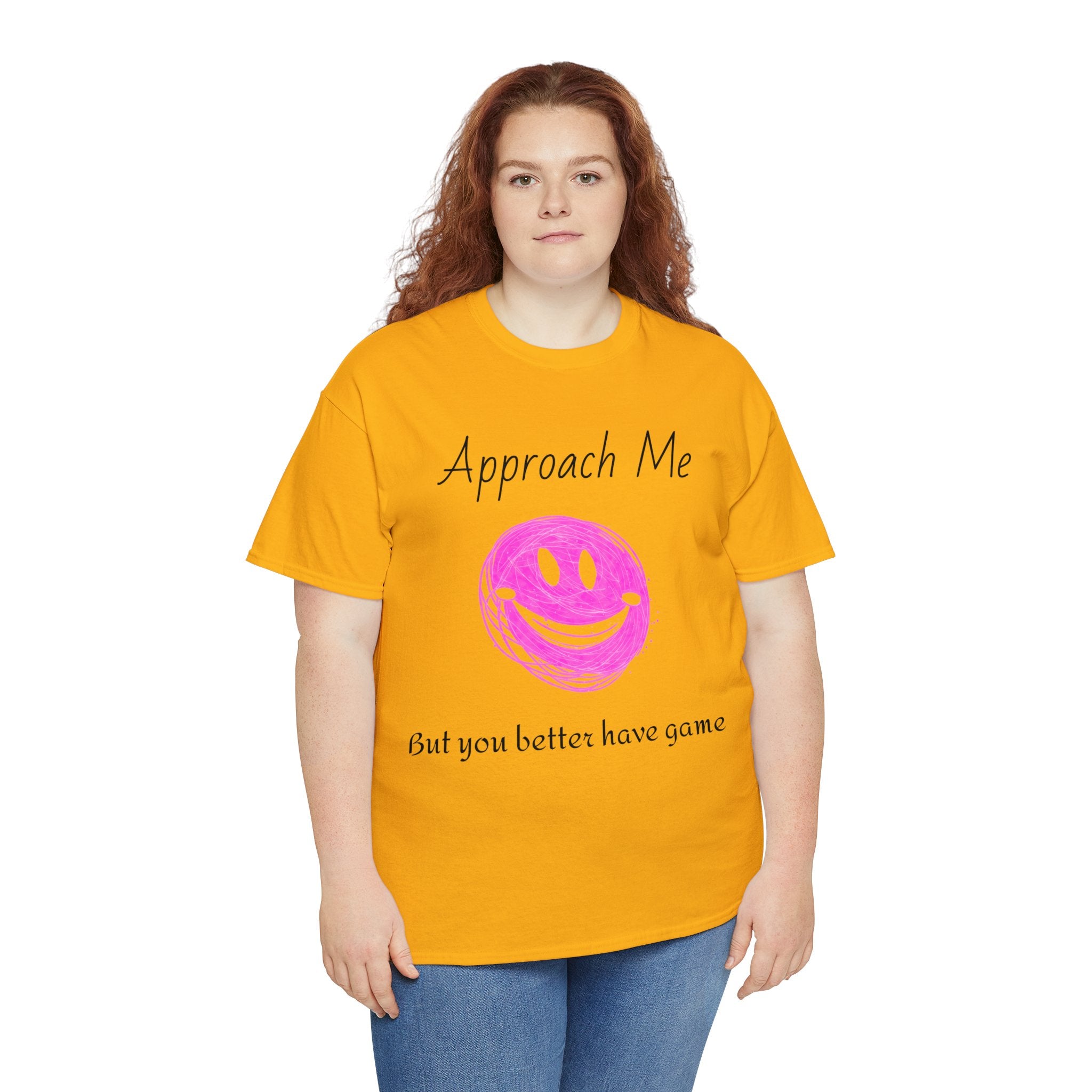 Dare to Date: The Ultimate 'Approach Me If You Dare' Challenge - A Women's Unisex Heavy Cotton Tee Perfect for Social Events, Recreational Activities, and Making Bold Statements