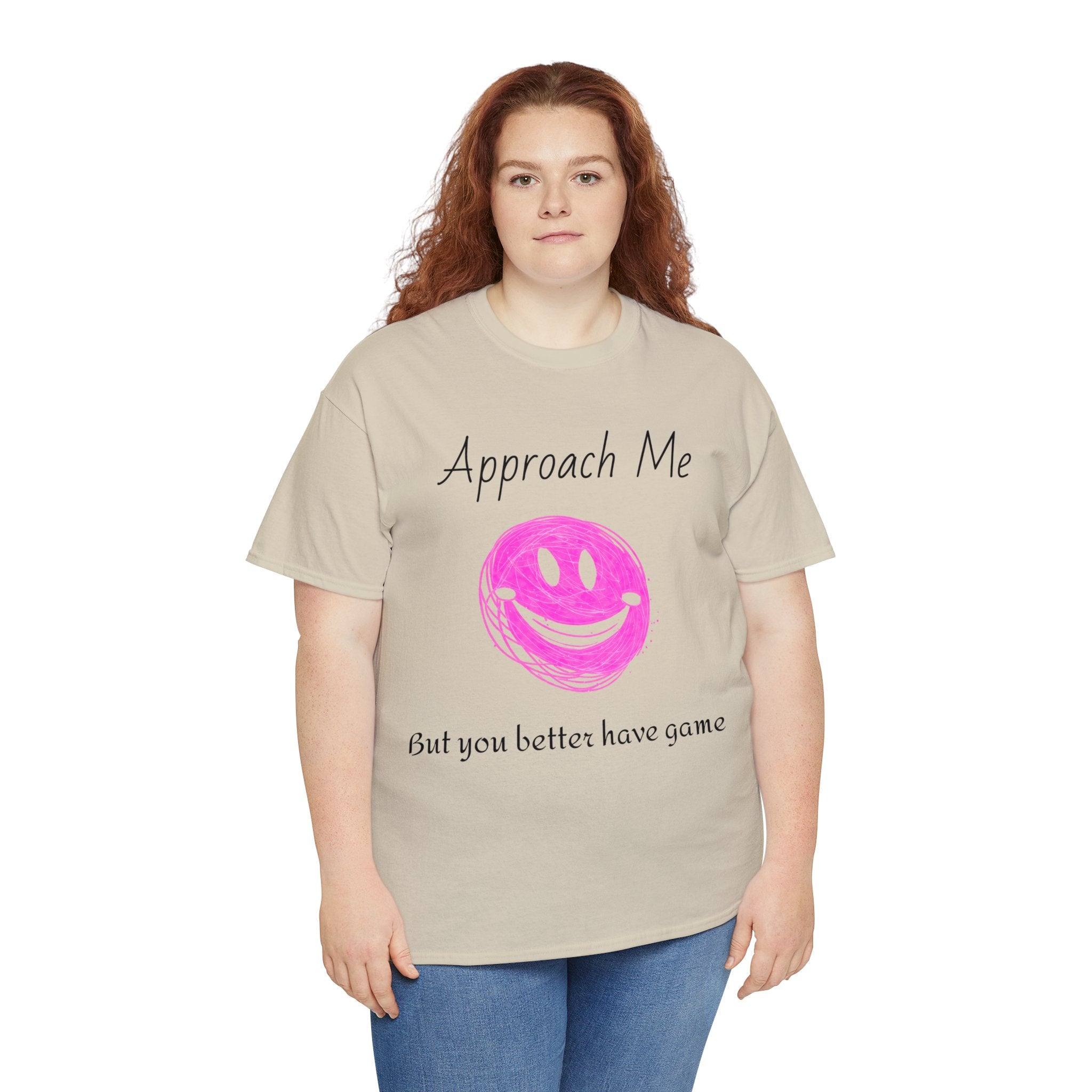 Dare to Date: The Ultimate 'Approach Me If You Dare' Challenge - A Women's Unisex Heavy Cotton Tee Perfect for Social Events, Recreational Activities, and Making Bold Statements