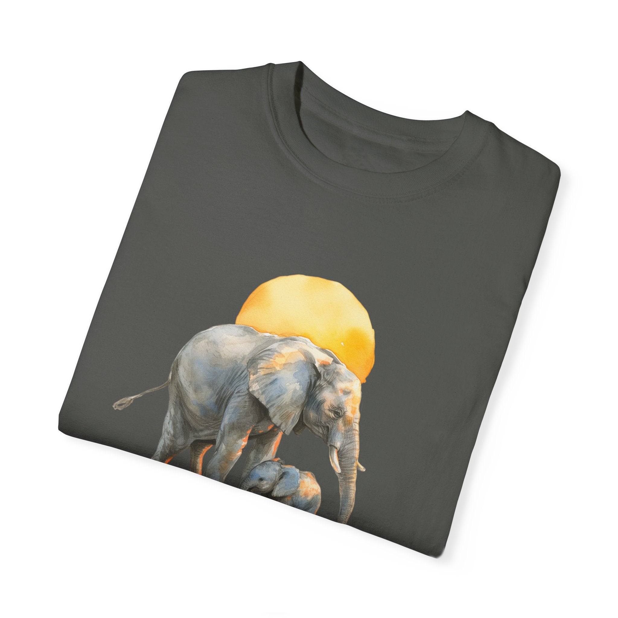 Elevate Your Style with the Elephant Parent and Child Unisex Garment-Dyed T-shirt 🐘👕Gift for Animal Lovers and Relaxing Walks in the Park