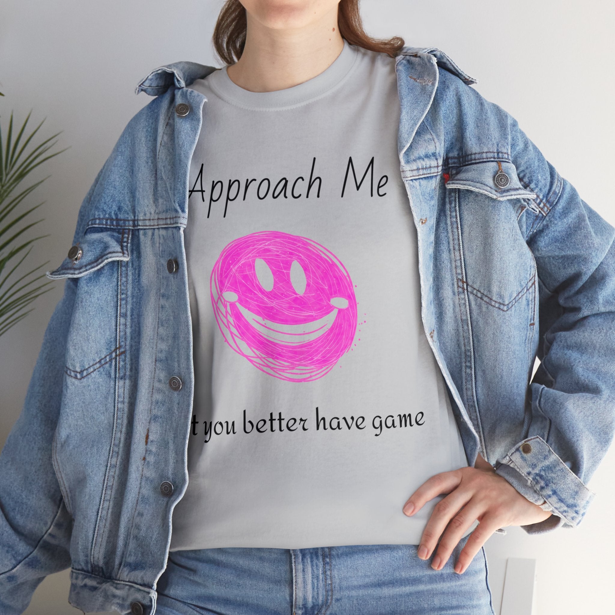 Dare to Date: The Ultimate 'Approach Me If You Dare' Challenge - A Women's Unisex Heavy Cotton Tee Perfect for Social Events, Recreational Activities, and Making Bold Statements