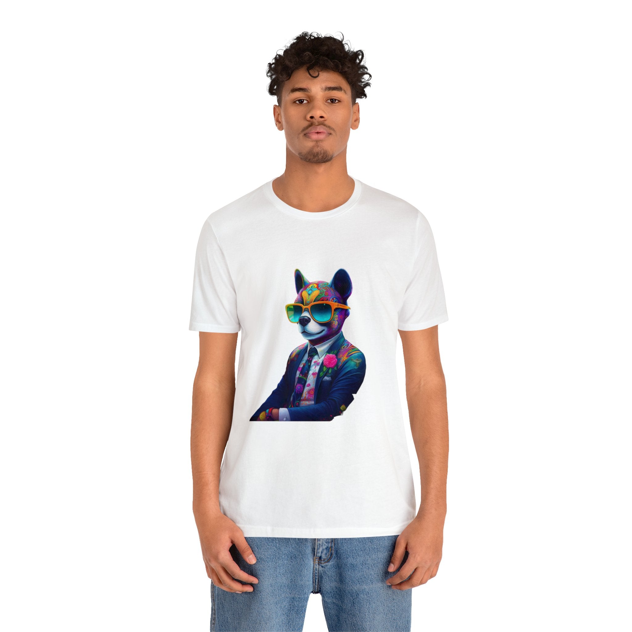 Vibrant Short Sleeve Tee Featuring Colorful Cat Design | Perfect for Cat Lovers | Casual and Stylish Feline-Themed Apparel