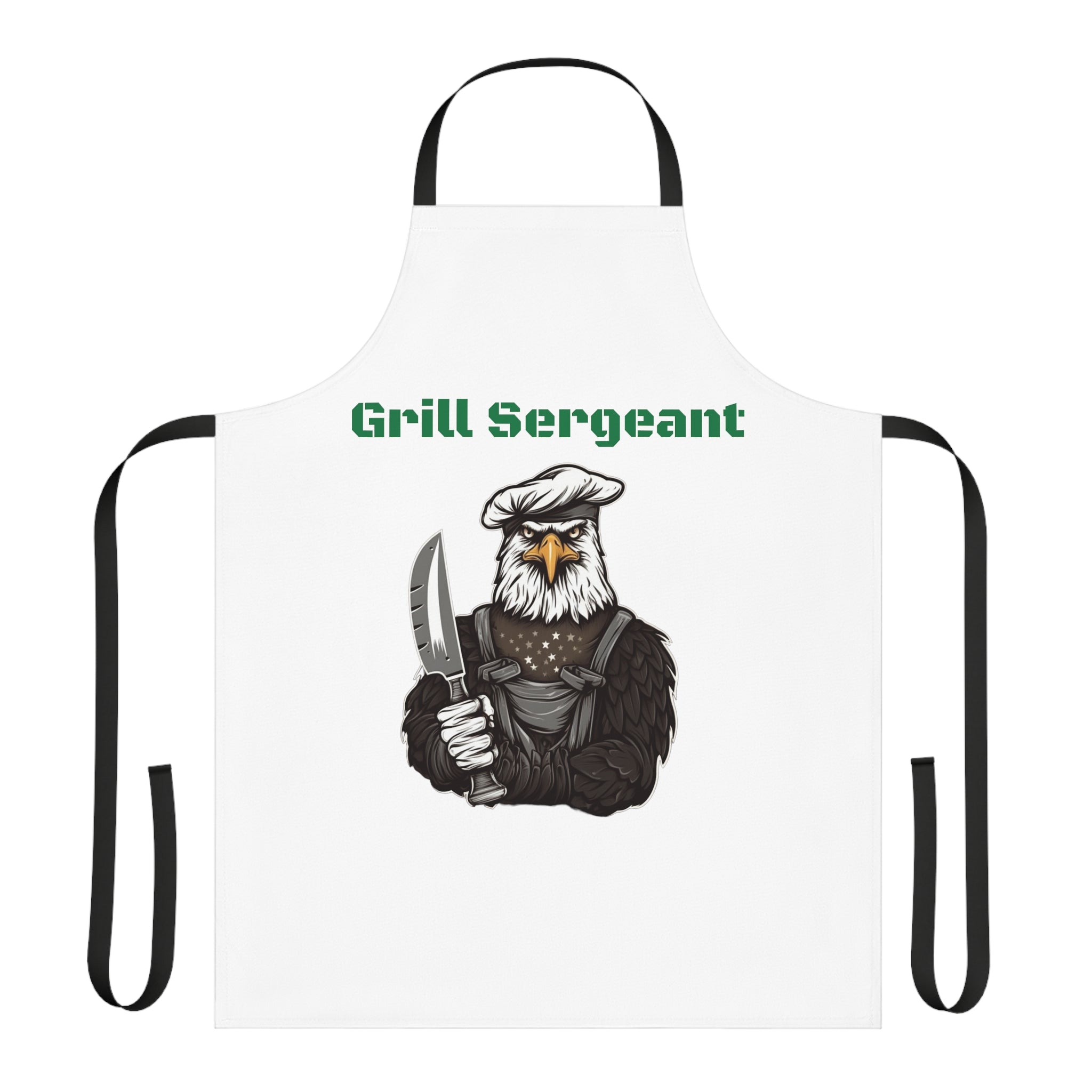 Grill Sergeant Eagle Chef Apron (All Over Print) - Patriotic Barbecue Cooking Apron for Grill Masters - Unique Grill Sergeant Design - Durable and Stylish Kitchen Apron for BBQ Enthusiasts