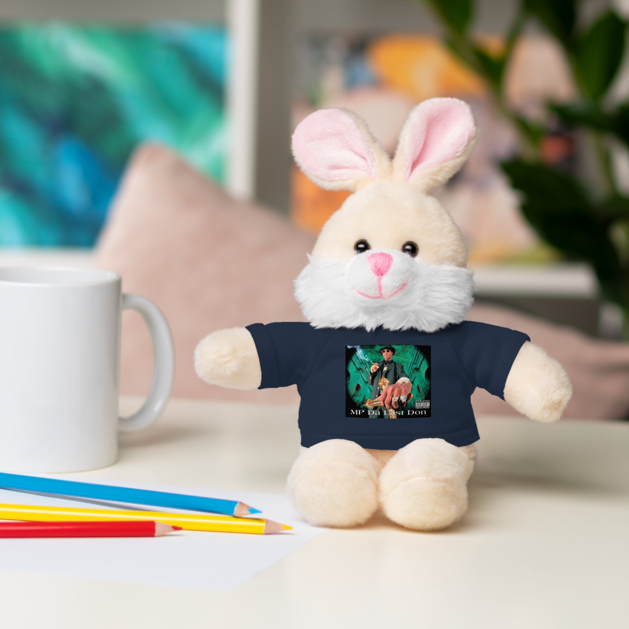 Nostalgic Vibes: Stuffed Animals with 90's Louisiana Rap Icon Tee - Retro Plush Toy for Hip Hop Fans