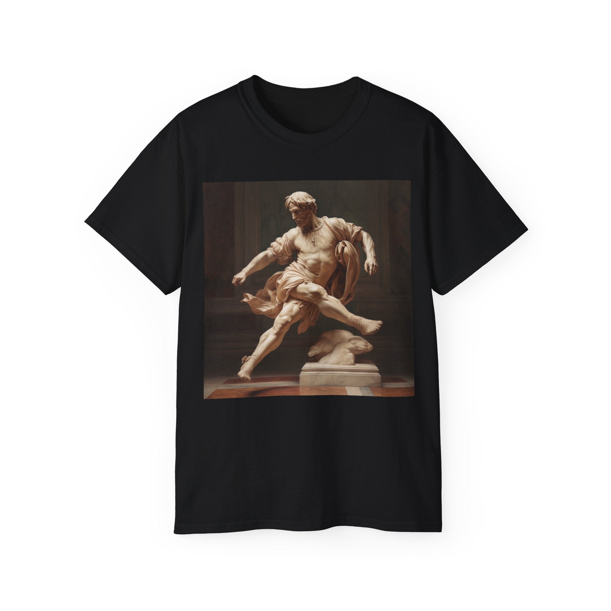 Michelangelo Marble Art T-Shirt - Unisex Ultra Cotton Footballer Shirt - Patron Saint of Football Sculpture Art - Renaissance Sports Fan Gift for Team