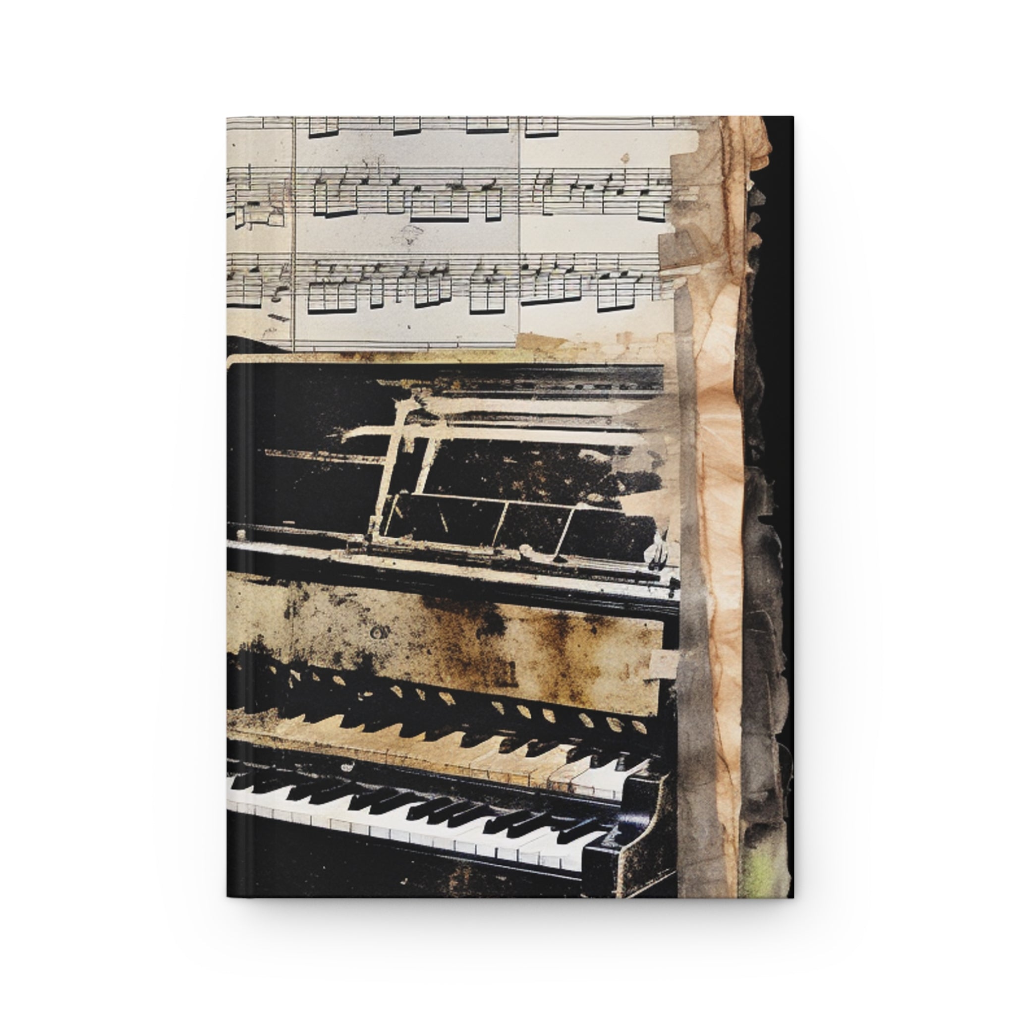 Hardcover Journal Matte--Guitar and Piano Collage For Music Lovers Gift for Music Lovers