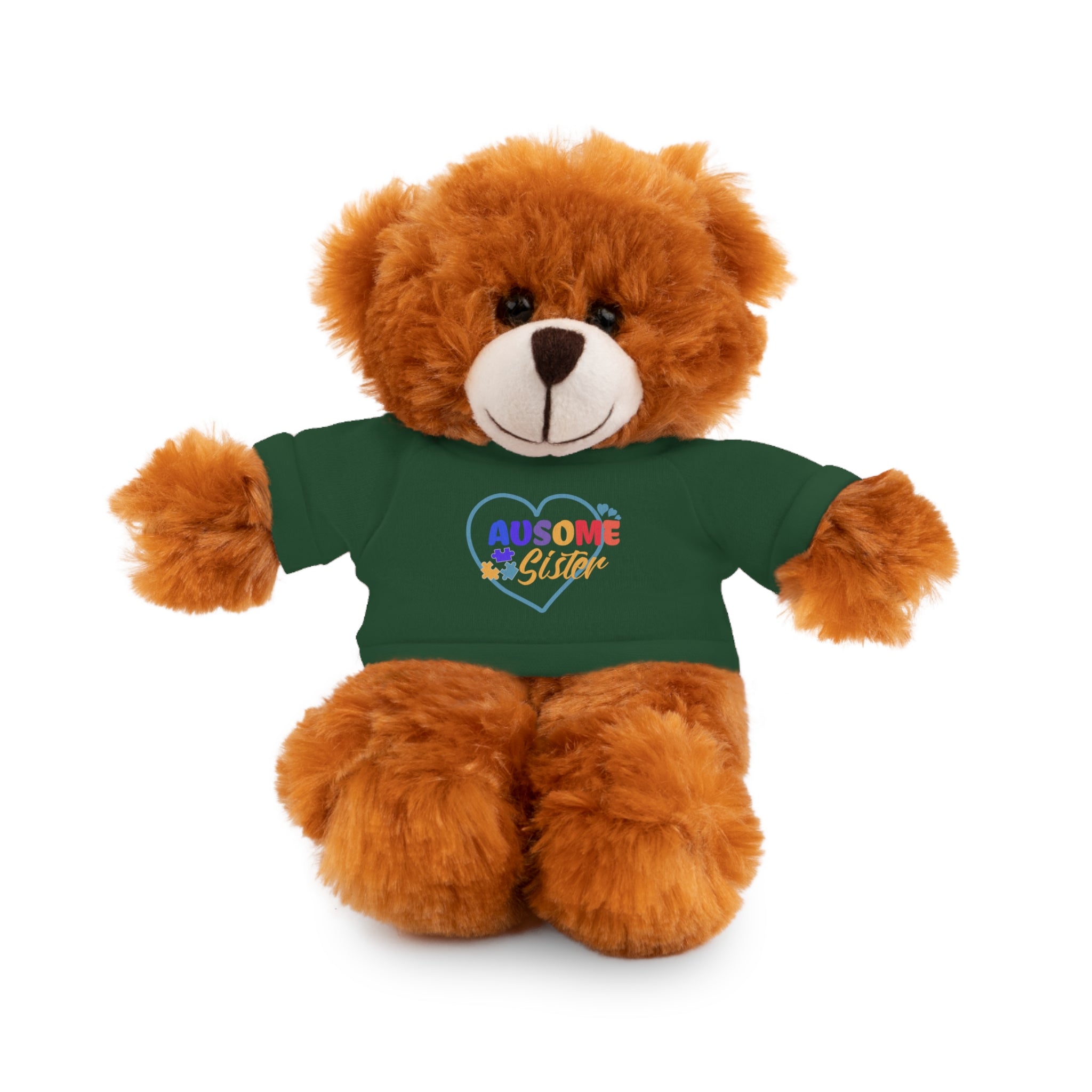 Celebrate Your 'Ausome Sister' with Autism Awareness Stuffed Bear - Customized Tee Included