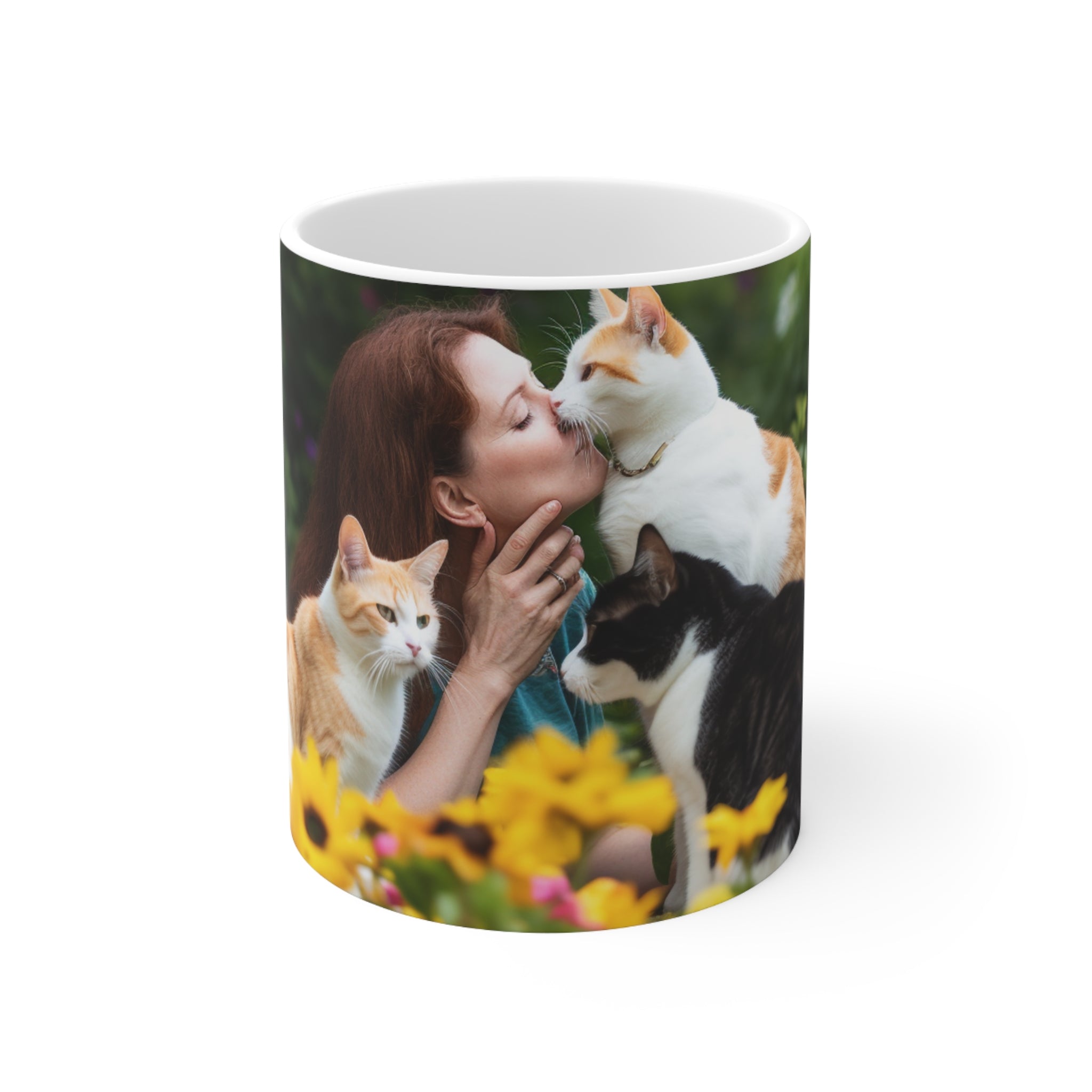 Adorable Garden Cat Feline Party Ceramic Mug 11oz - Perfect Gift for Cat Lovers & Garden Enthusiasts Gift for Pet Lovers and Cat Owners