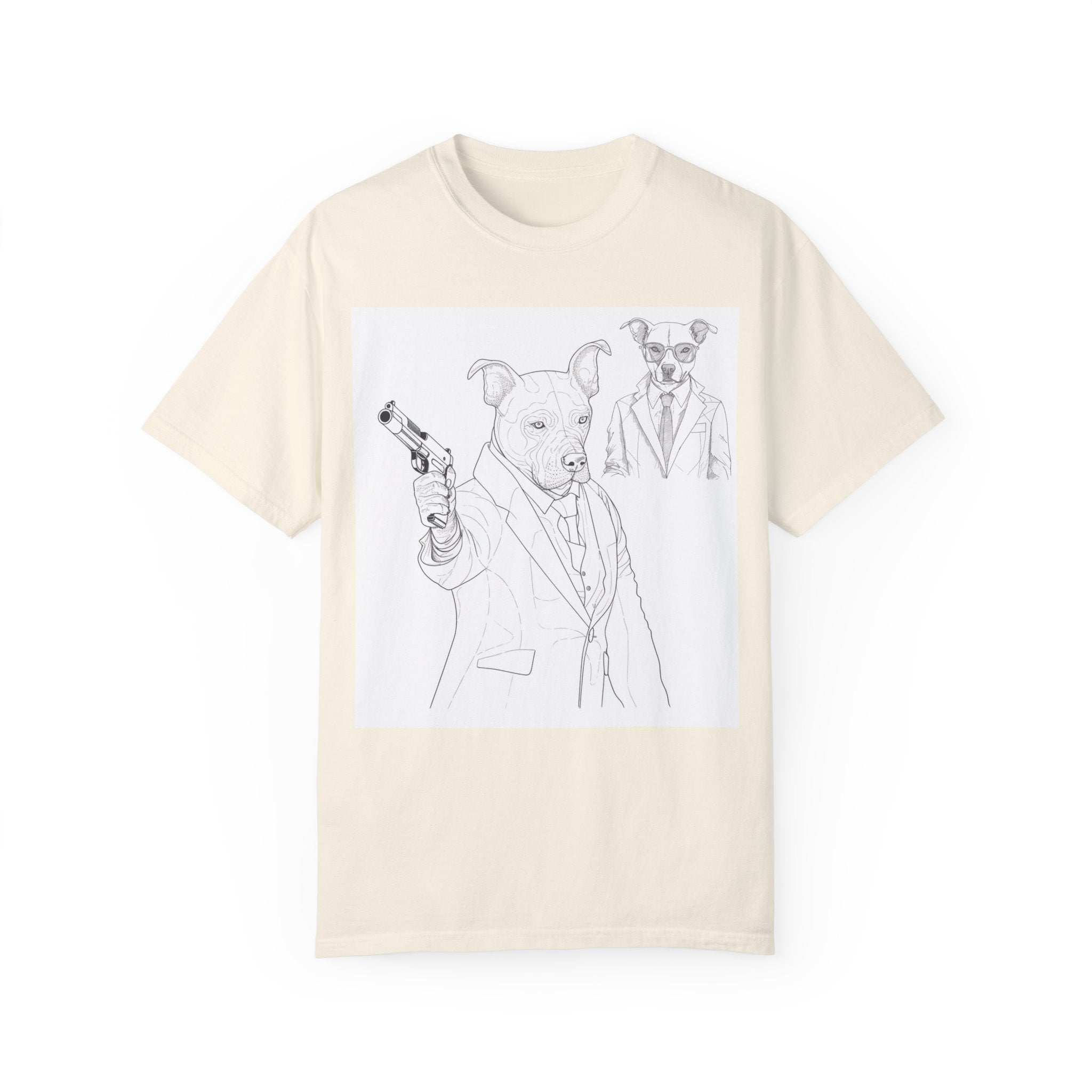 Dog Hitman Funny T-Shirt  - Confidence Building Shirt - Single Line Art Dog Shirt - Quirky Animal Top Gift for Dog Lovers - Pet Lover Gift