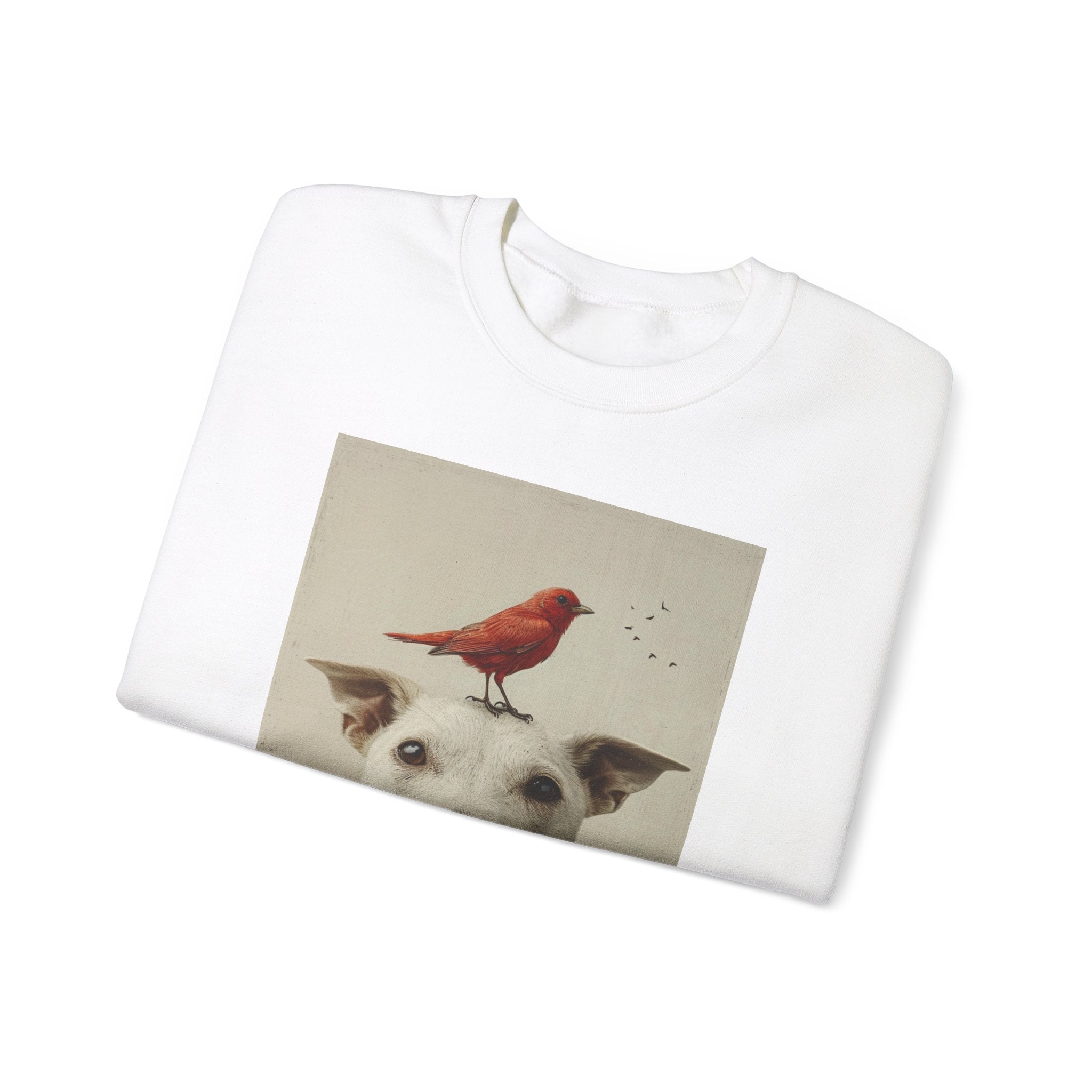 Trusting Bird and Dog Friend Unisex Heavy Blend™ Crewneck Sweatshirt - Cozy Comfort and Unique Style for Animal Lovers