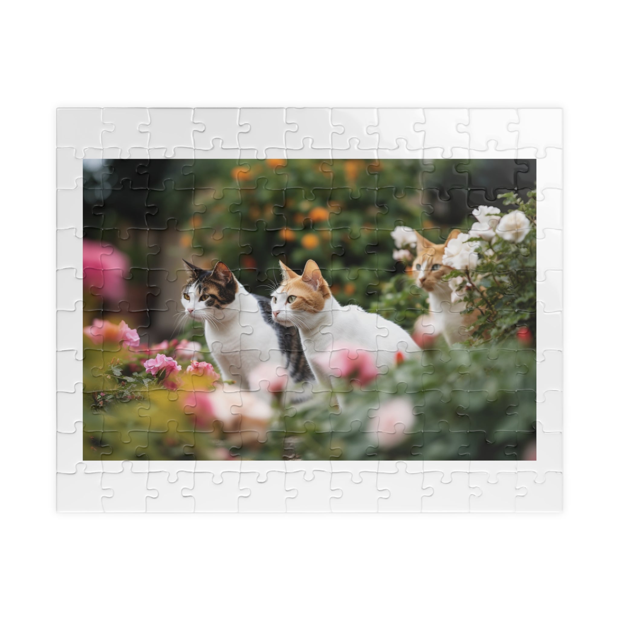 Puzzle (110, 252, 500, 1014-piece)--Beautiful Enchanted Cat Garden Perfect for Pet Lovers Gift for Cat Lovers