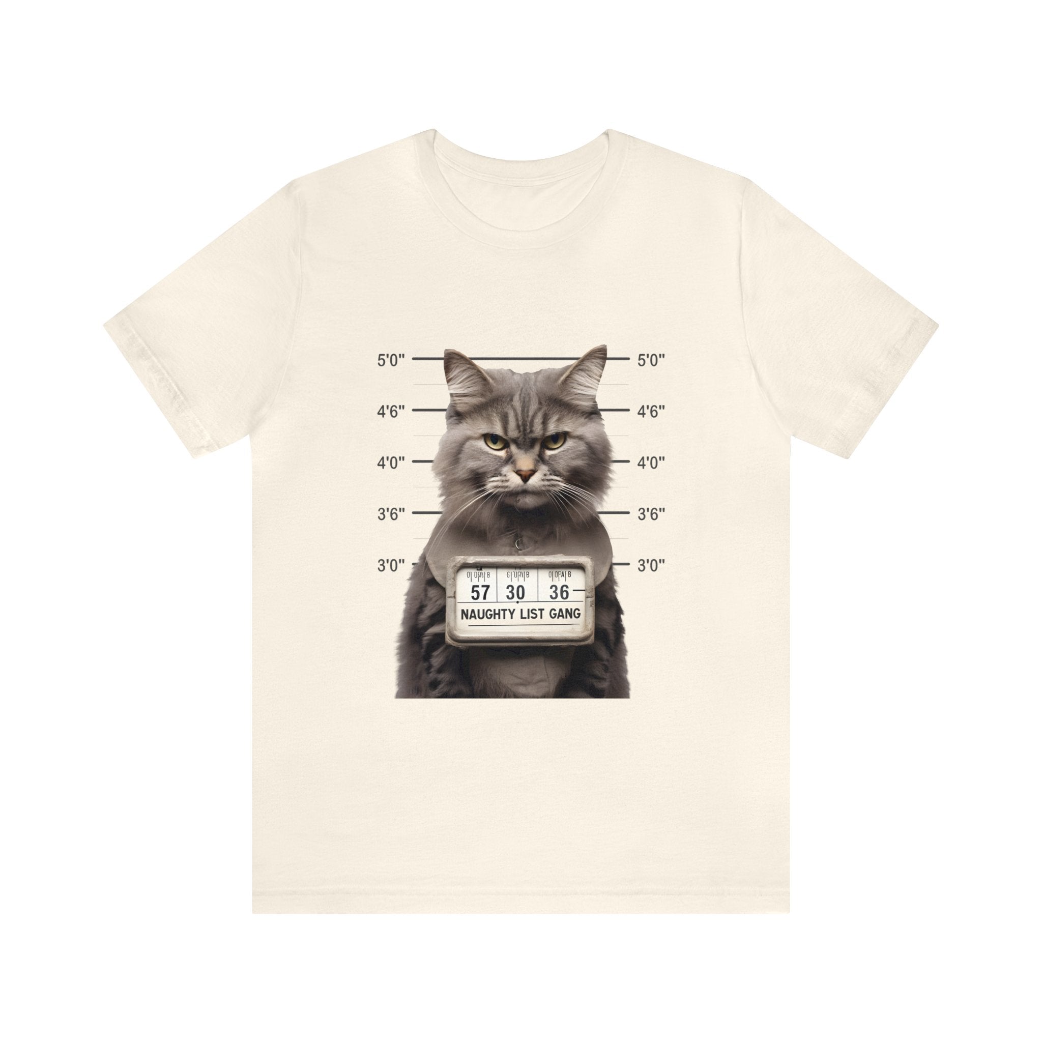 Naughty Cat Gang Cat in a Line-up Funny Unisex Jersey Short Sleeve Tee - Humorous Feline Apparel for Cat Lovers