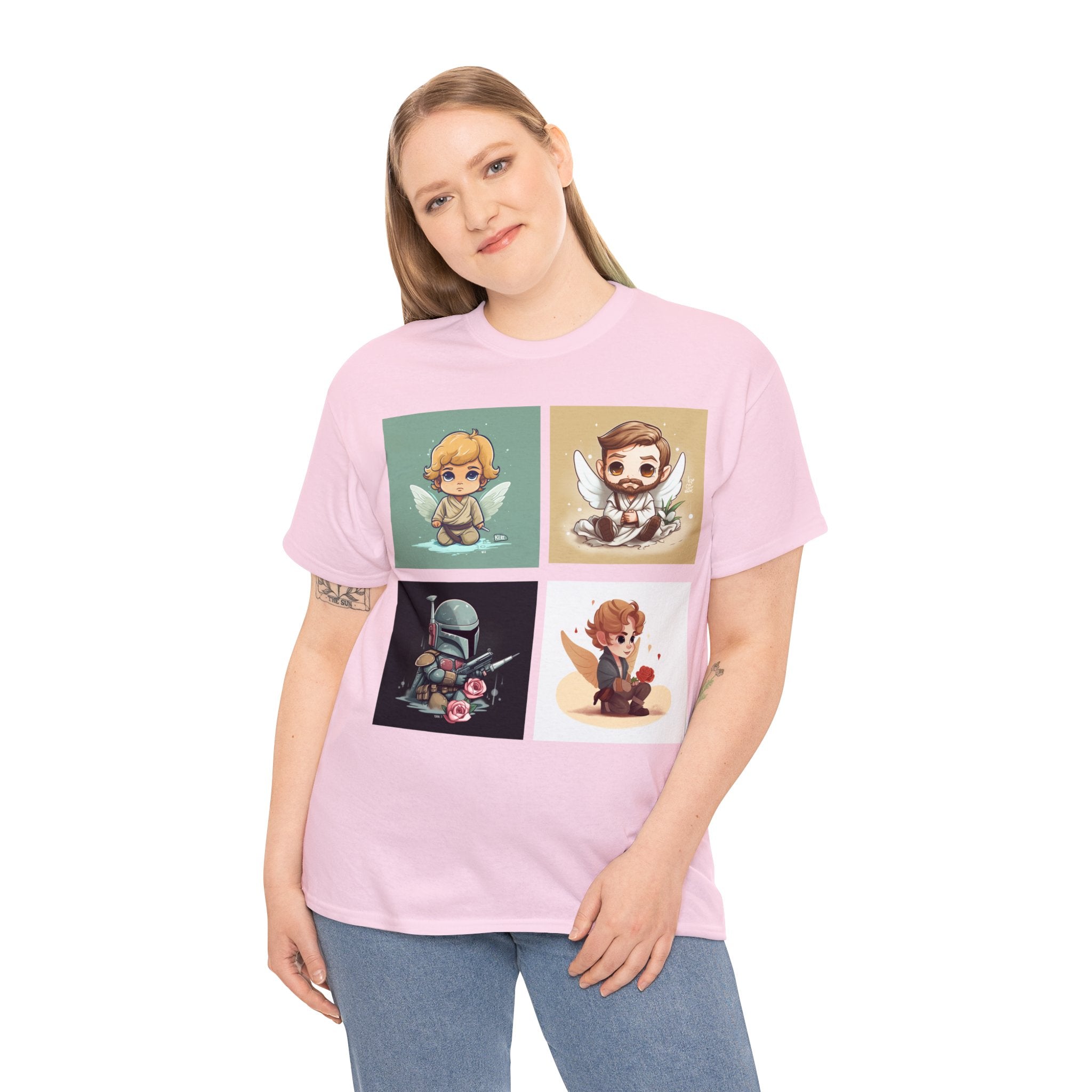 Proven Conversation Starter Cons! This Unique Shirt to Your Collection For Fans of Original Trilogy. Embrace the Epic Saga: Heroes and Villains of a Far Away Galaxy Cute Collage Unisex Heavy Cotton Tee - Showcase Your Love for Timeless Adventures