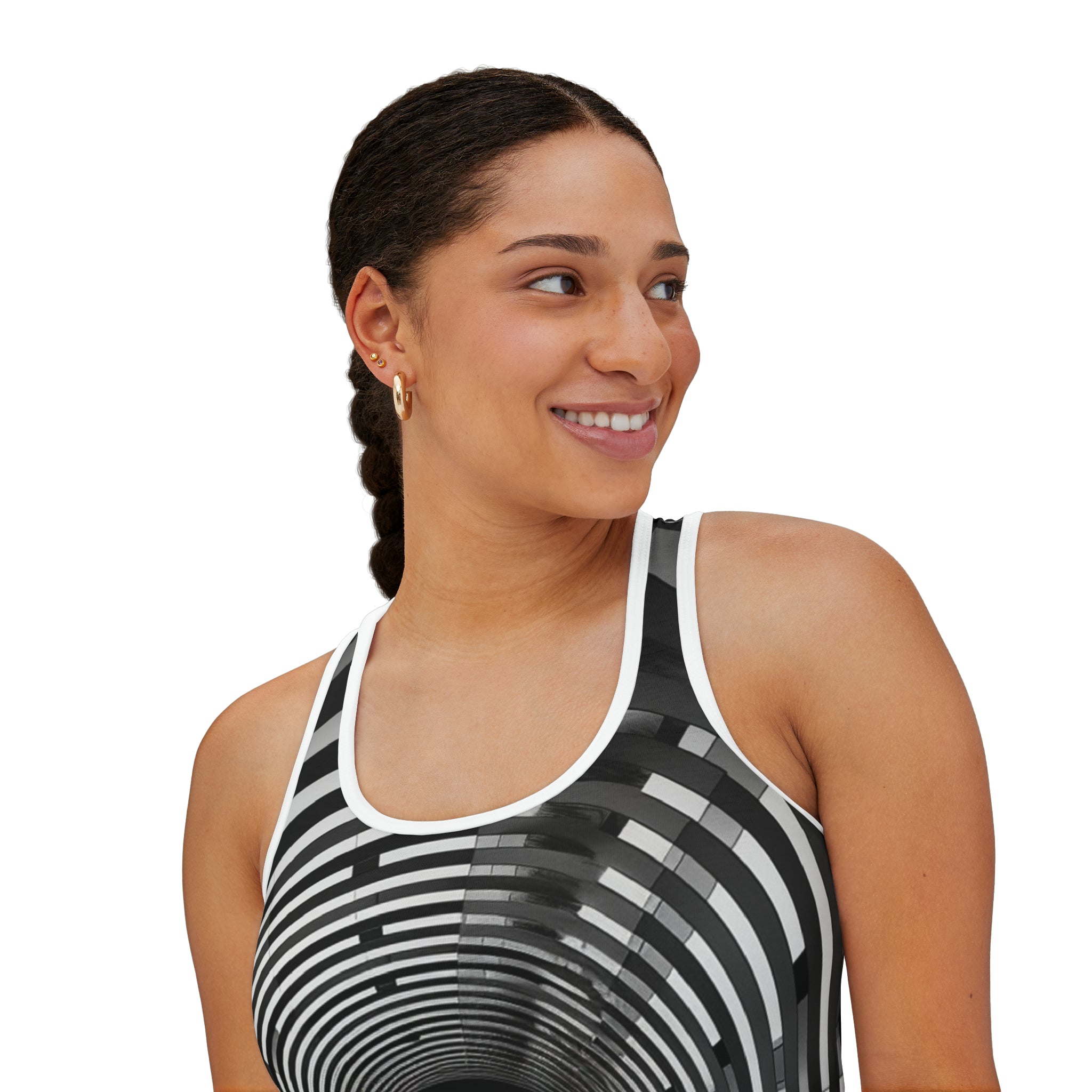 🌀 Mesmerizing Solitude: Optical Illusion Women's Tank Top - A Cool, Trippy Conversation Starter, Perfect for Personal Space Enthusiasts 🌈🚫