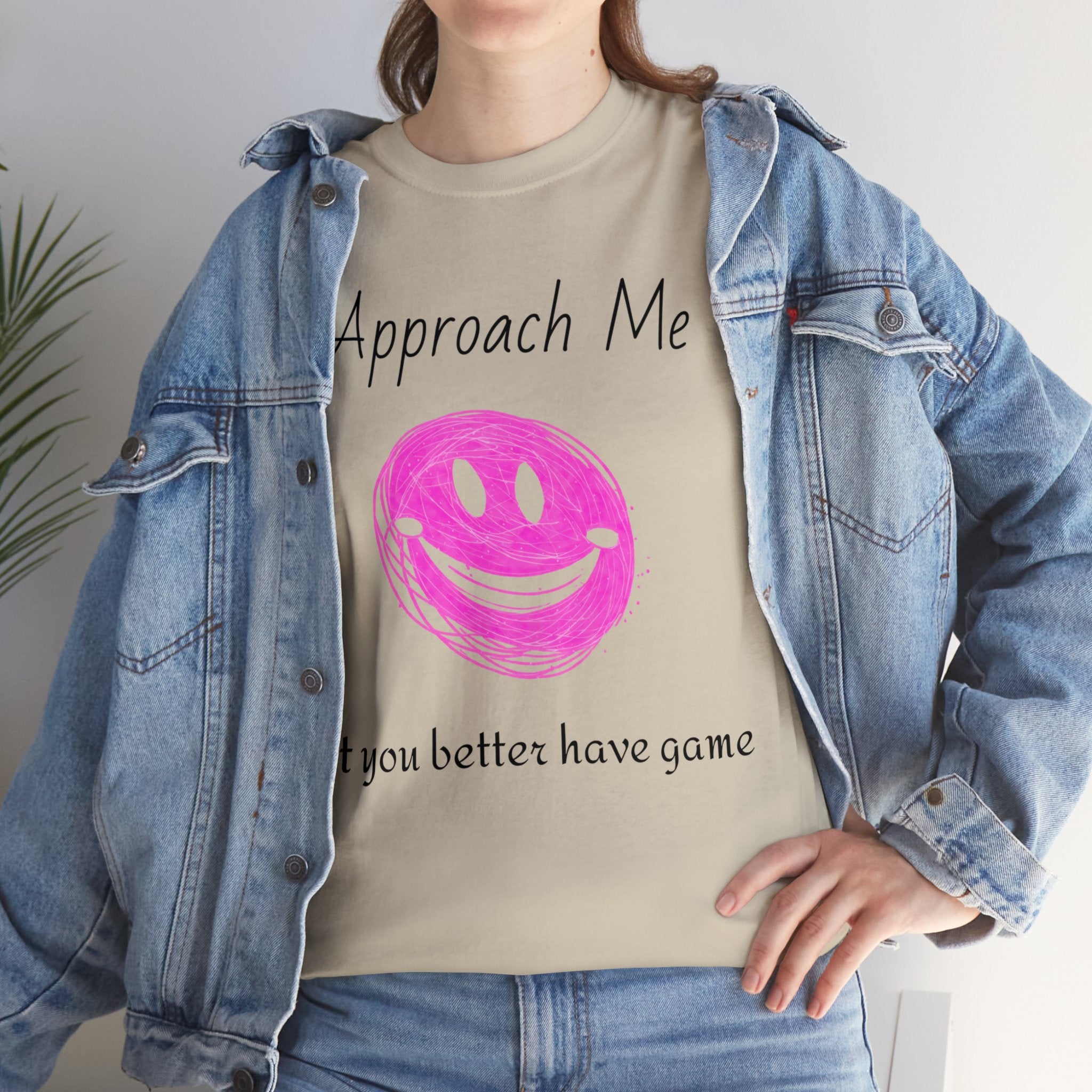 Dare to Date: The Ultimate 'Approach Me If You Dare' Challenge - A Women's Unisex Heavy Cotton Tee Perfect for Social Events, Recreational Activities, and Making Bold Statements