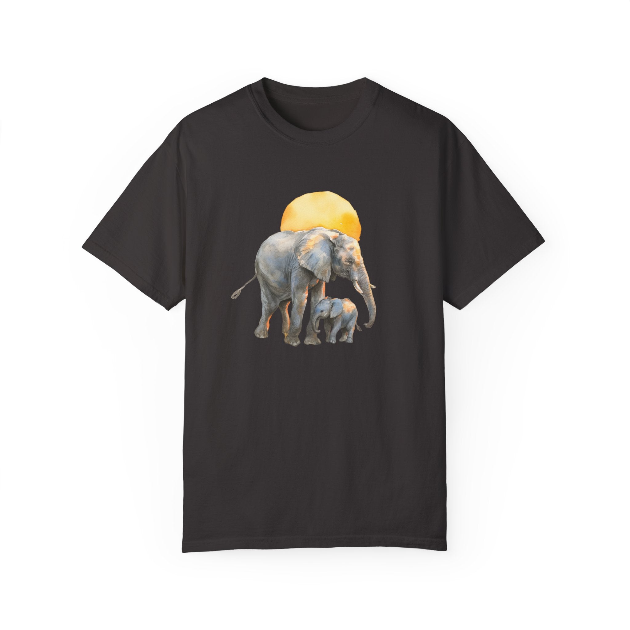 Elevate Your Style with the Elephant Parent and Child Unisex Garment-Dyed T-shirt 🐘👕Gift for Animal Lovers and Relaxing Walks in the Park