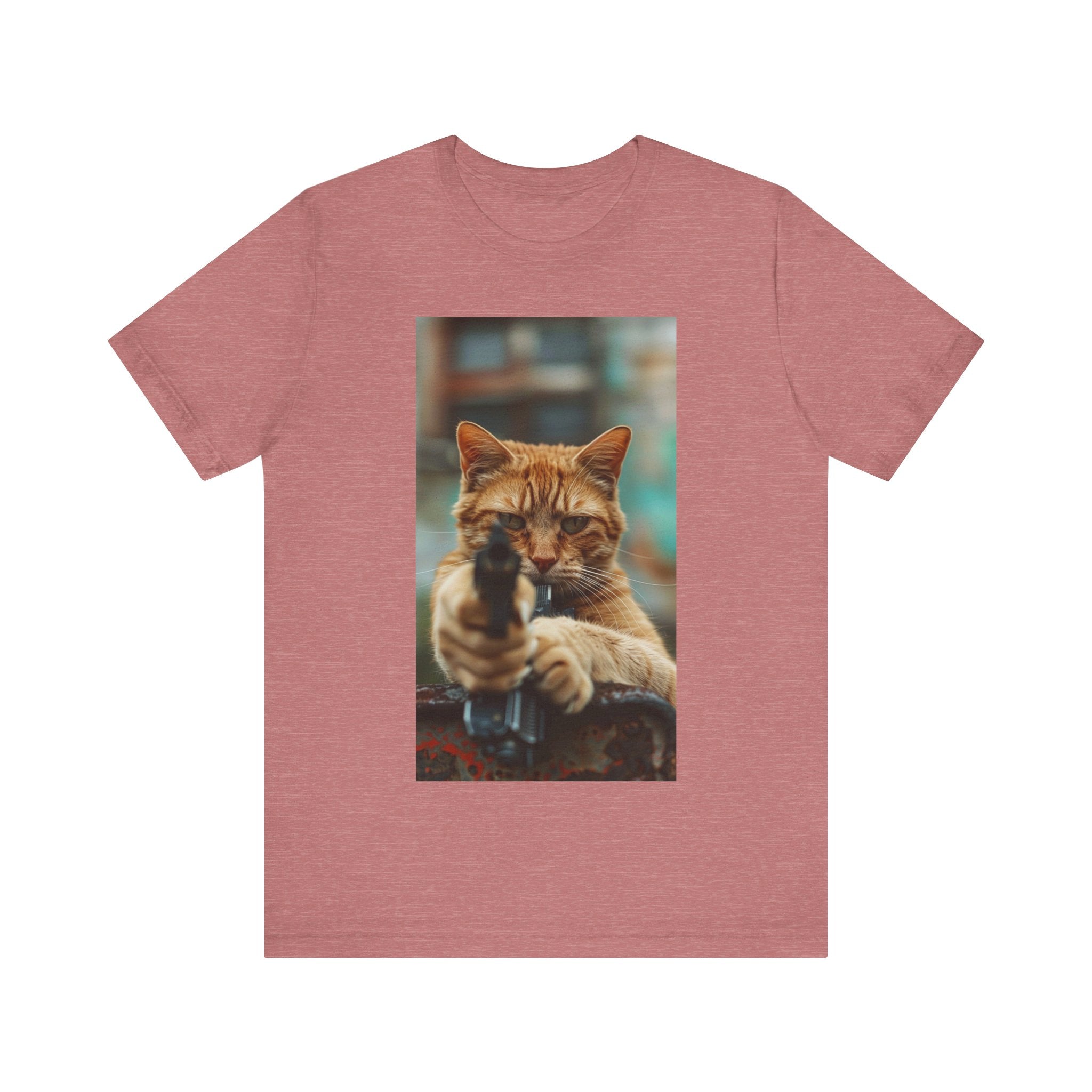 Stealth Paws: Feline Hitman Women's Jersey Short Sleeve Tee - Quirky Cat-Themed Apparel for Fashion-Forward Cat Lovers
