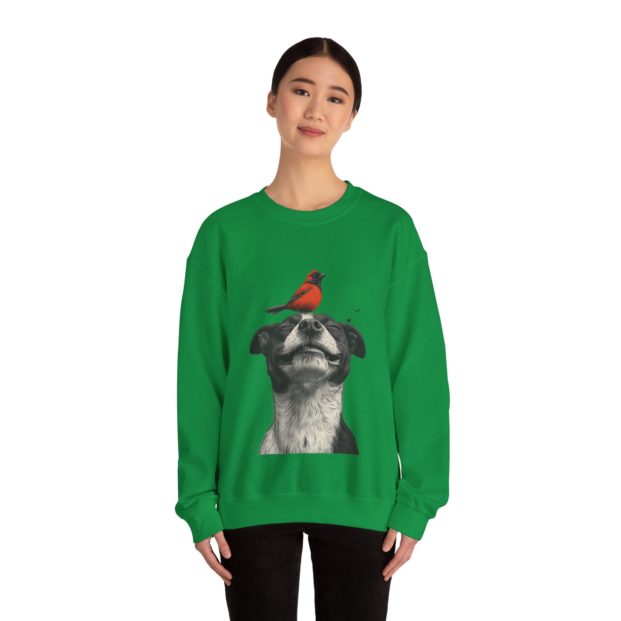 Trusting Bird and Dog Friend Unisex Heavy Blend™ Crewneck Sweatshirt - Cozy Comfort and Unique Style for Animal Lovers