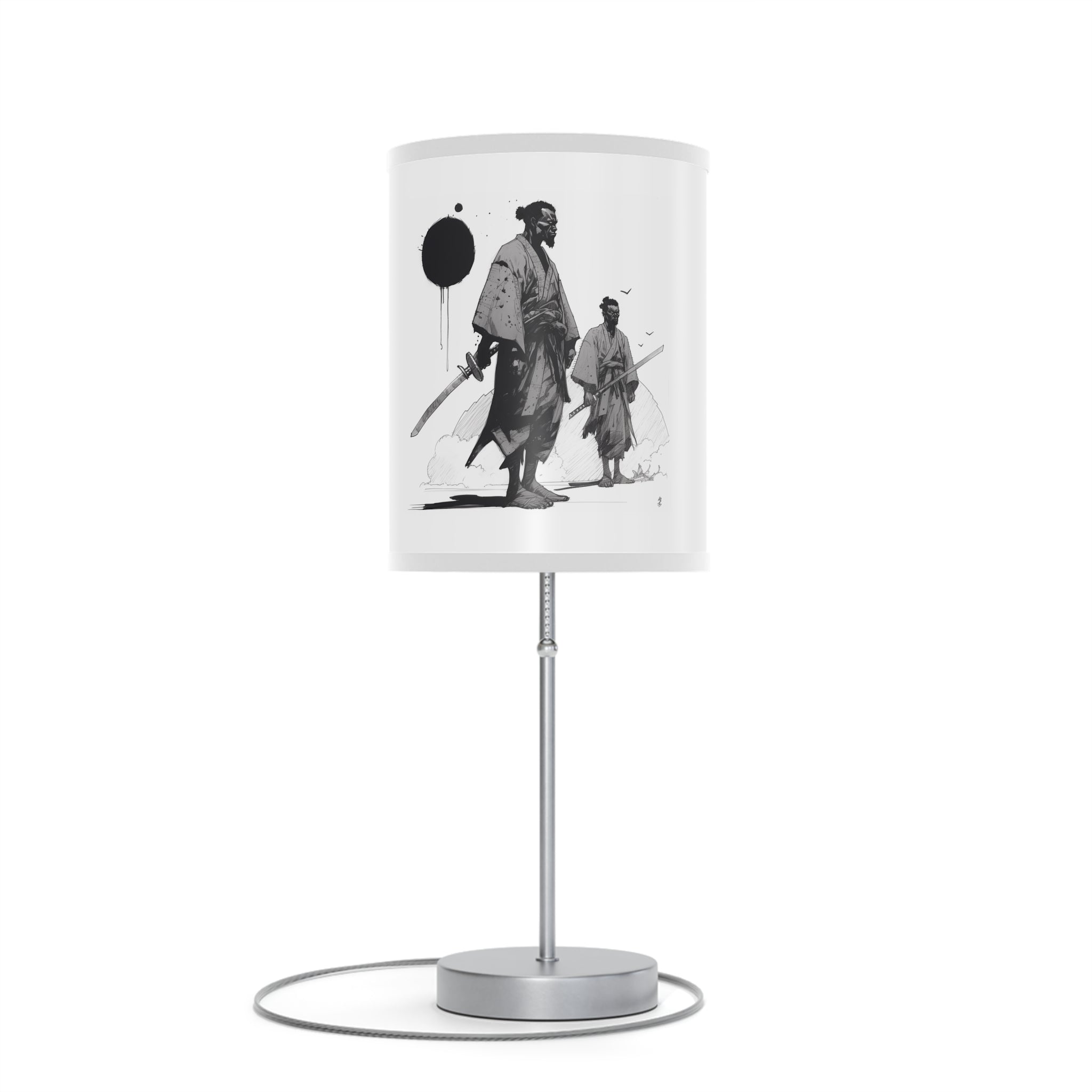 Way of the Warrior" African Samurai Lamp on a Stand - Unique Illumination for Your Space  Embrace the Warrior Spirit