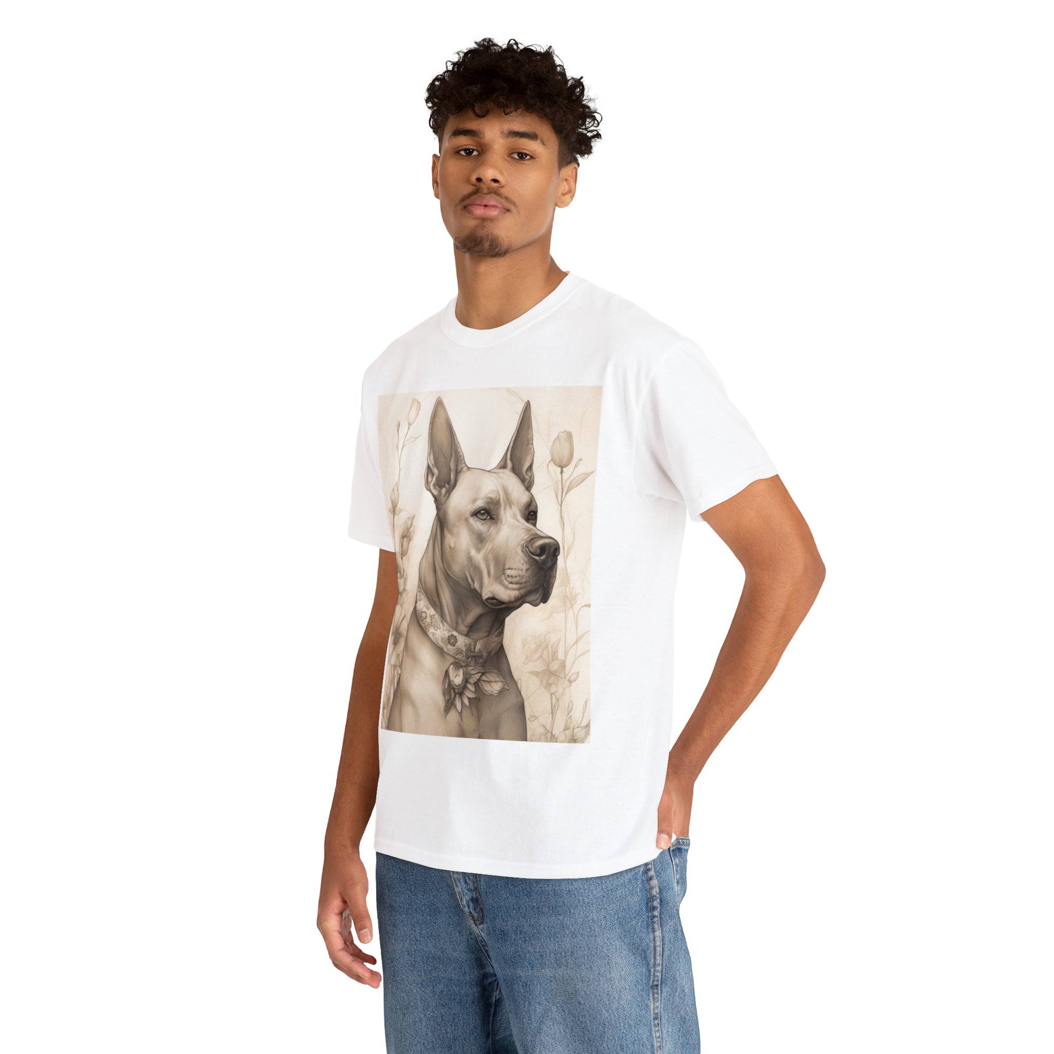 Unisex Heavy Cotton Tee-"Noble Canine" Heavy Cotton Tee - Unisex, Perfect for Dog Lovers & Art Enthusiasts