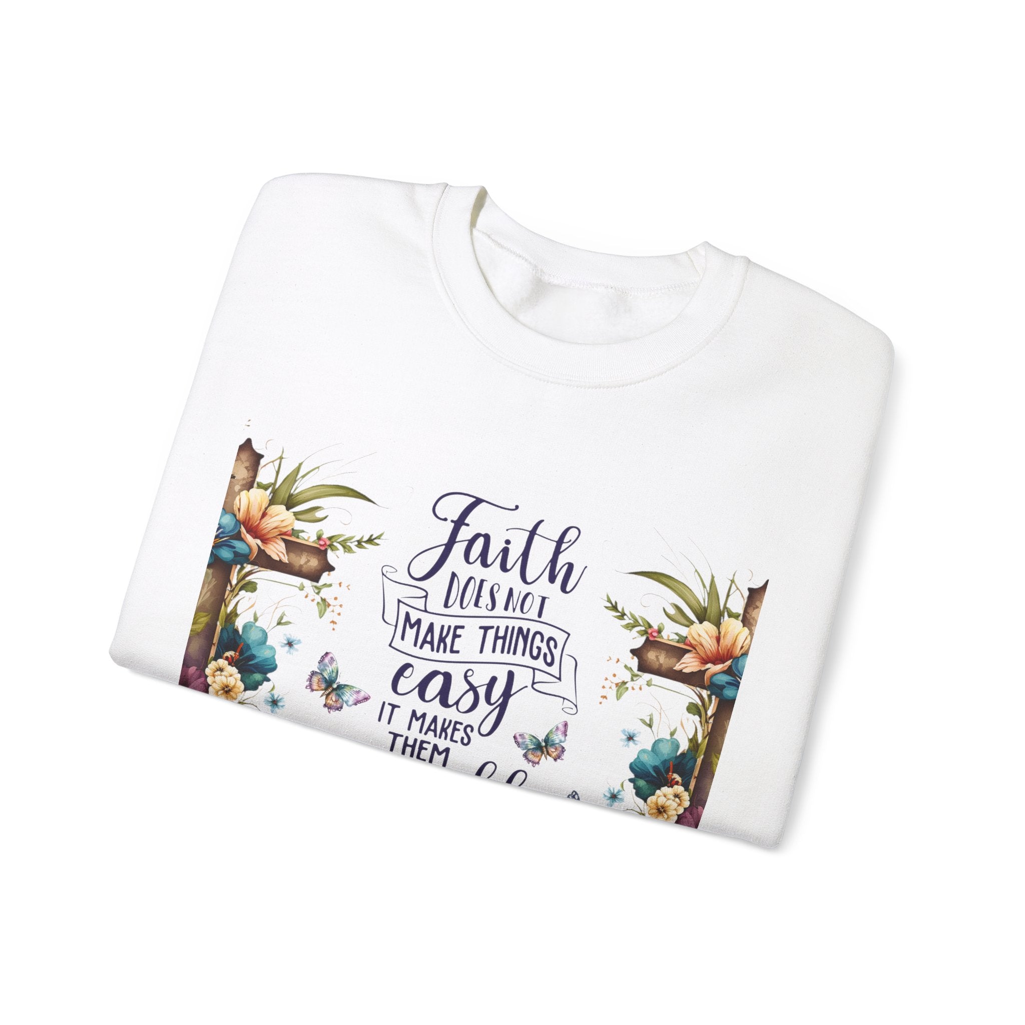 Stay Inspired with Our 'Faith Does Not Make Things Easy, It Makes Them Possible' Unisex Heavy Blend™ Crewneck Sweatshirt