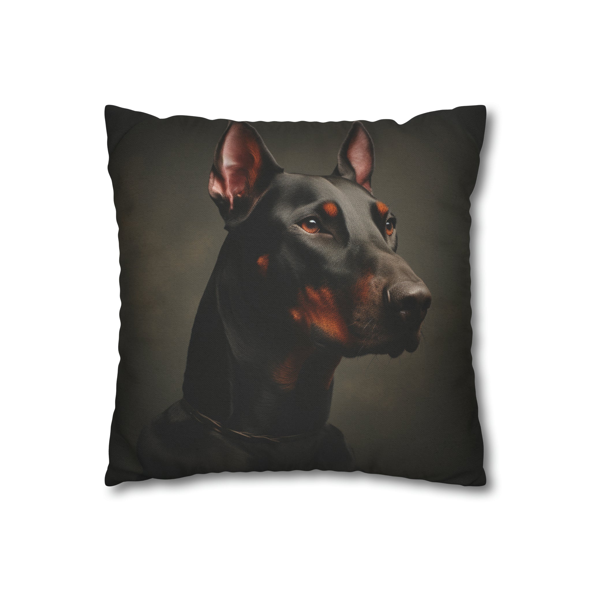 Beware of Dog" Spun Polyester Square Pillow Case- Dobermann Pinscher (Professional Art)