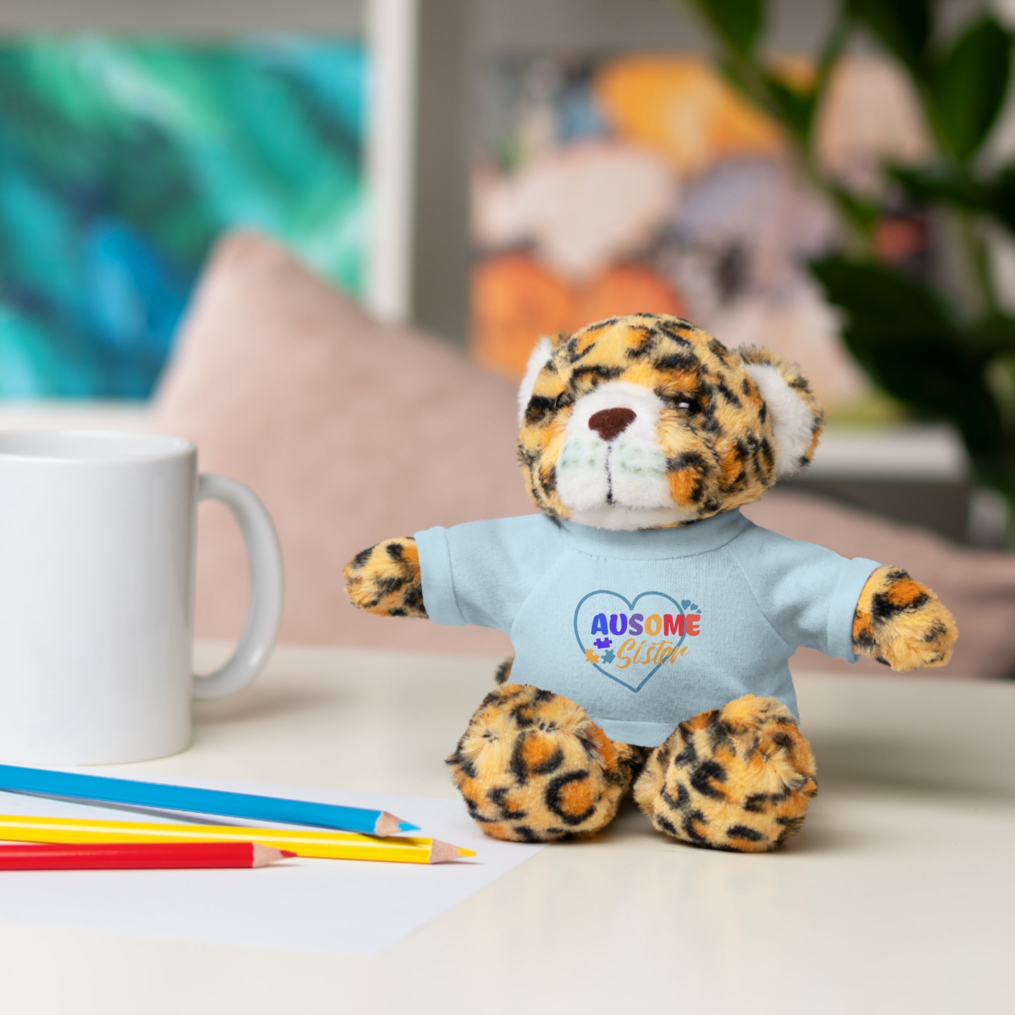 Celebrate Your 'Ausome Sister' with Autism Awareness Stuffed Bear - Customized Tee Included