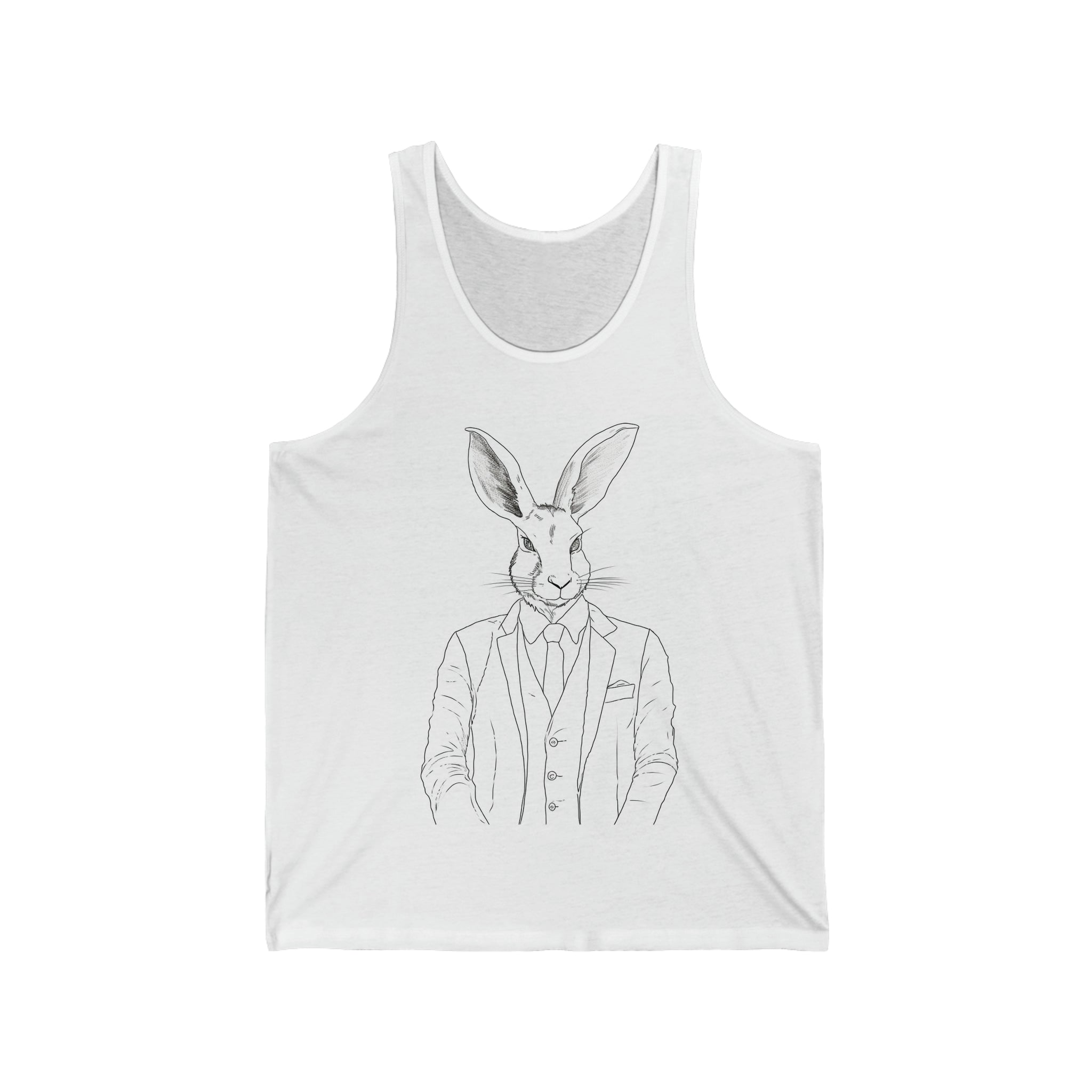 🐰 Embrace Artistic Flair with Comfort: Step into the world of minimalist art with the "Detective Bunny Single Line Drawing Women's Jersey Tank." This unique tank top features an elegant and playful single-line drawing of a detective bunny, perfect for those who appreciate art and whimsy in their everyday attire.