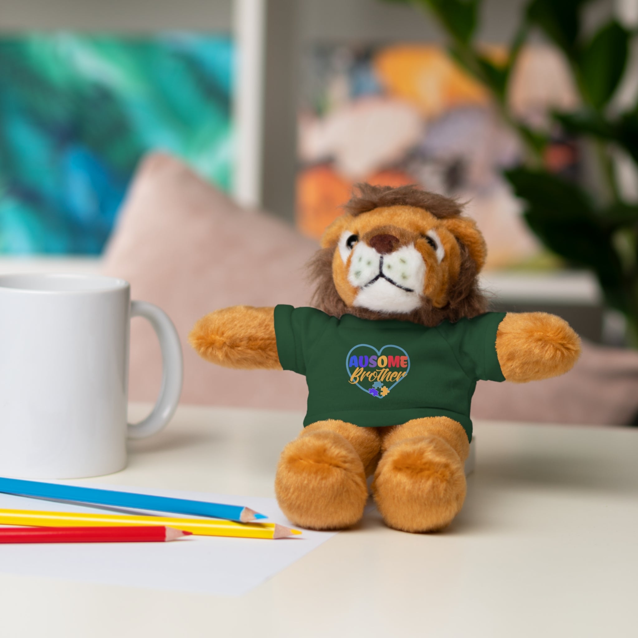 Show Support for Autism Sufferers and celebrate Your 'Ausome Brother' with Autism Awareness Stuffed Bear - Customized Tee Included