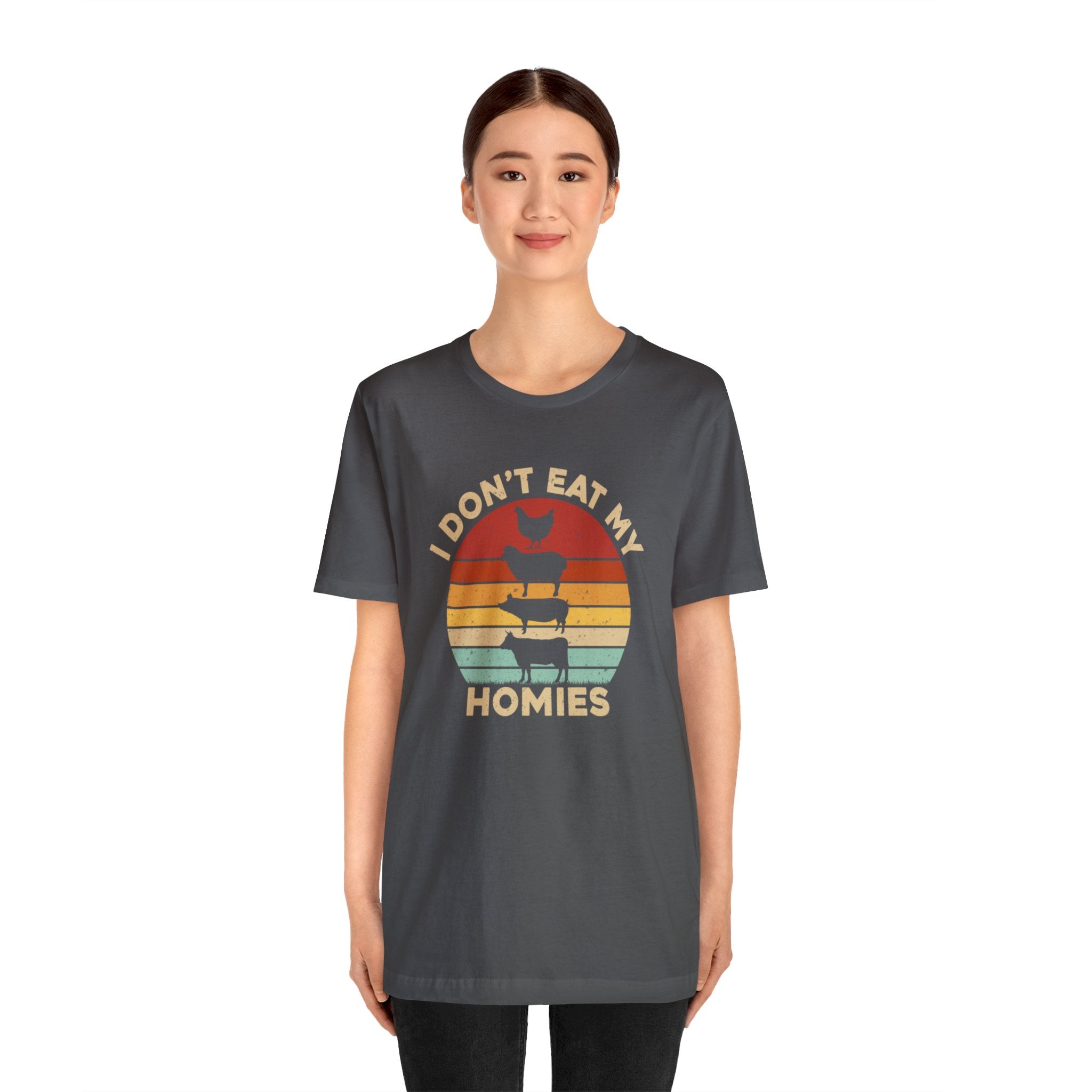 "I Don't Eat My Homies" Vegan Funny Unisex Jersey Short Sleeve Tee - Humorous Plant-Based Lifestyle Statement Shirt