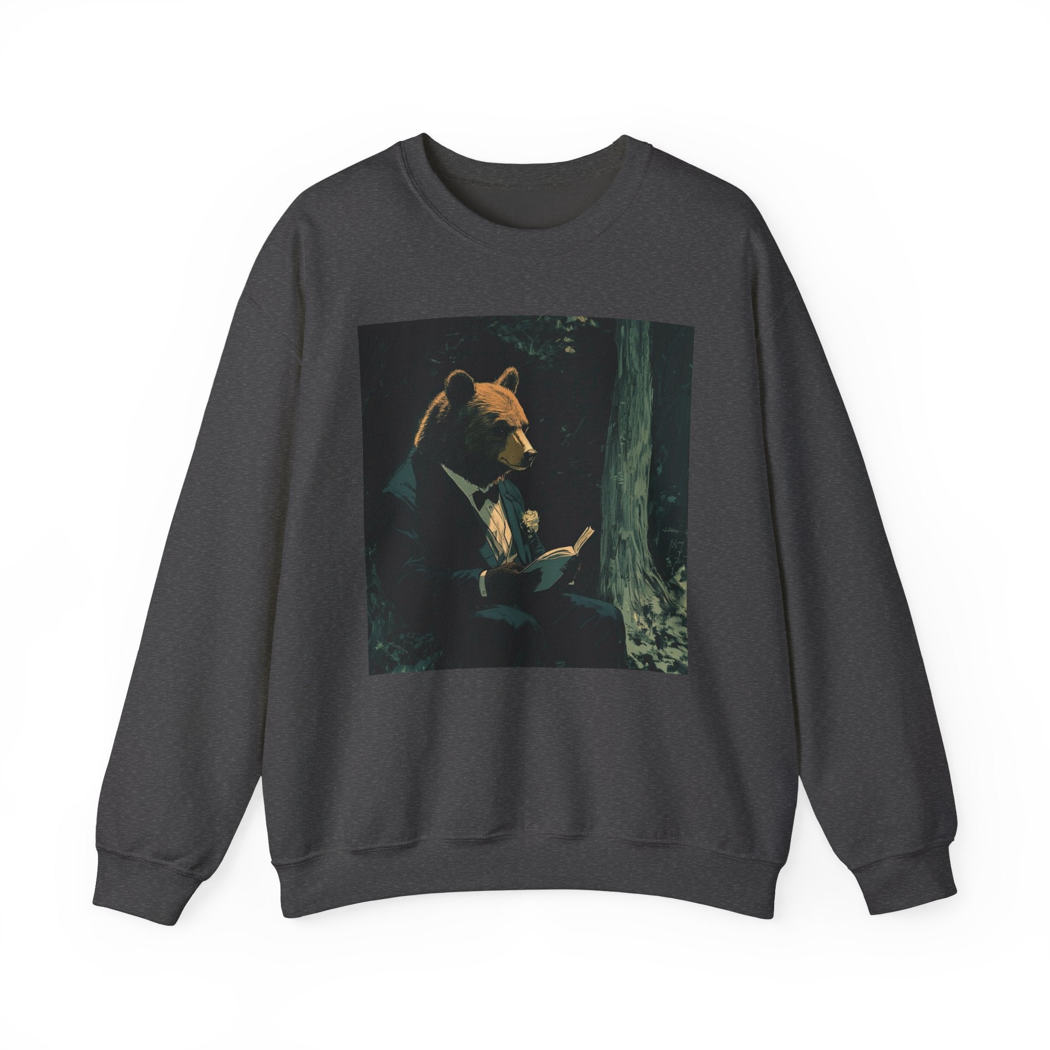 Dapper Wilderness: Gentleman Bear Unisex Heavy Blend™ Crewneck Sweatshirt - Cozy Meets Class