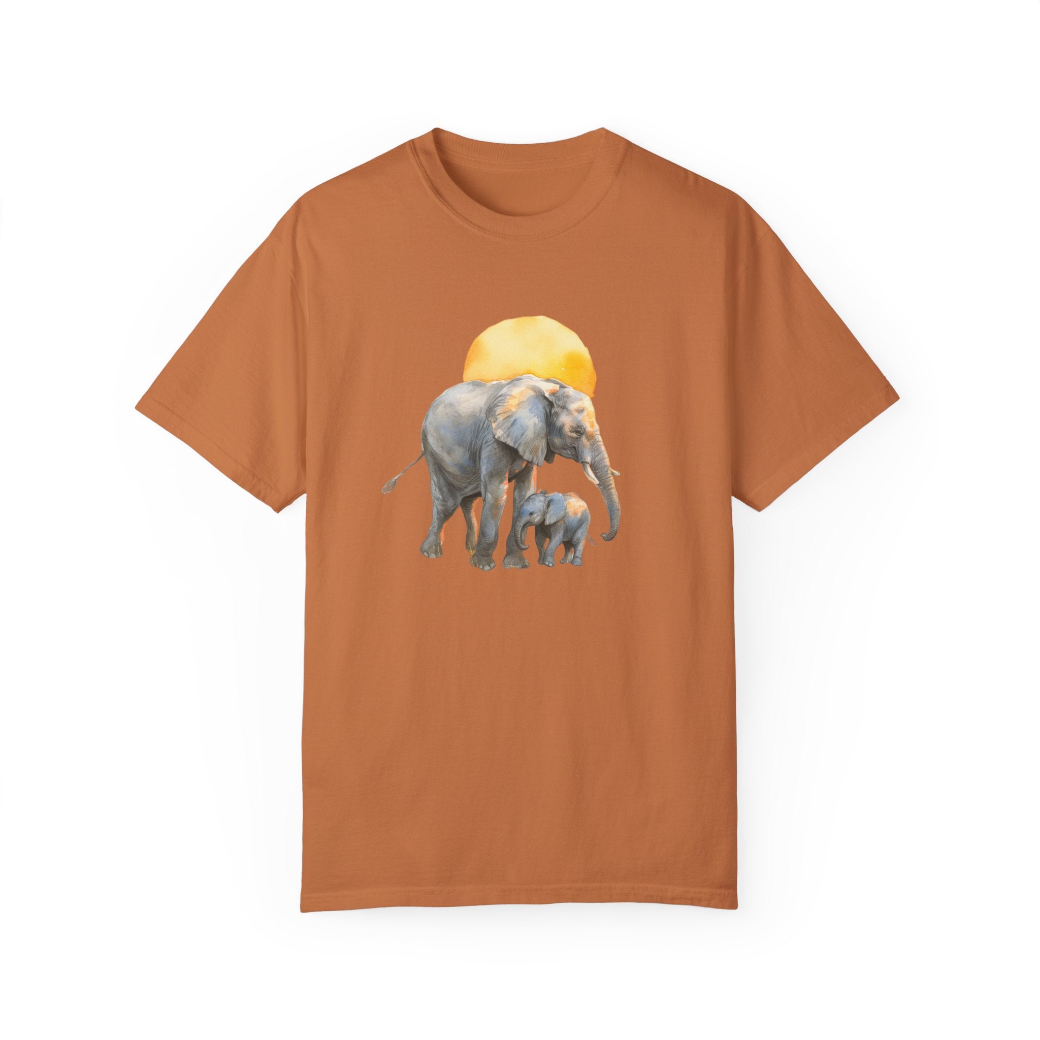 Elevate Your Style with the Elephant Parent and Child Unisex Garment-Dyed T-shirt 🐘👕Gift for Animal Lovers and Relaxing Walks in the Park