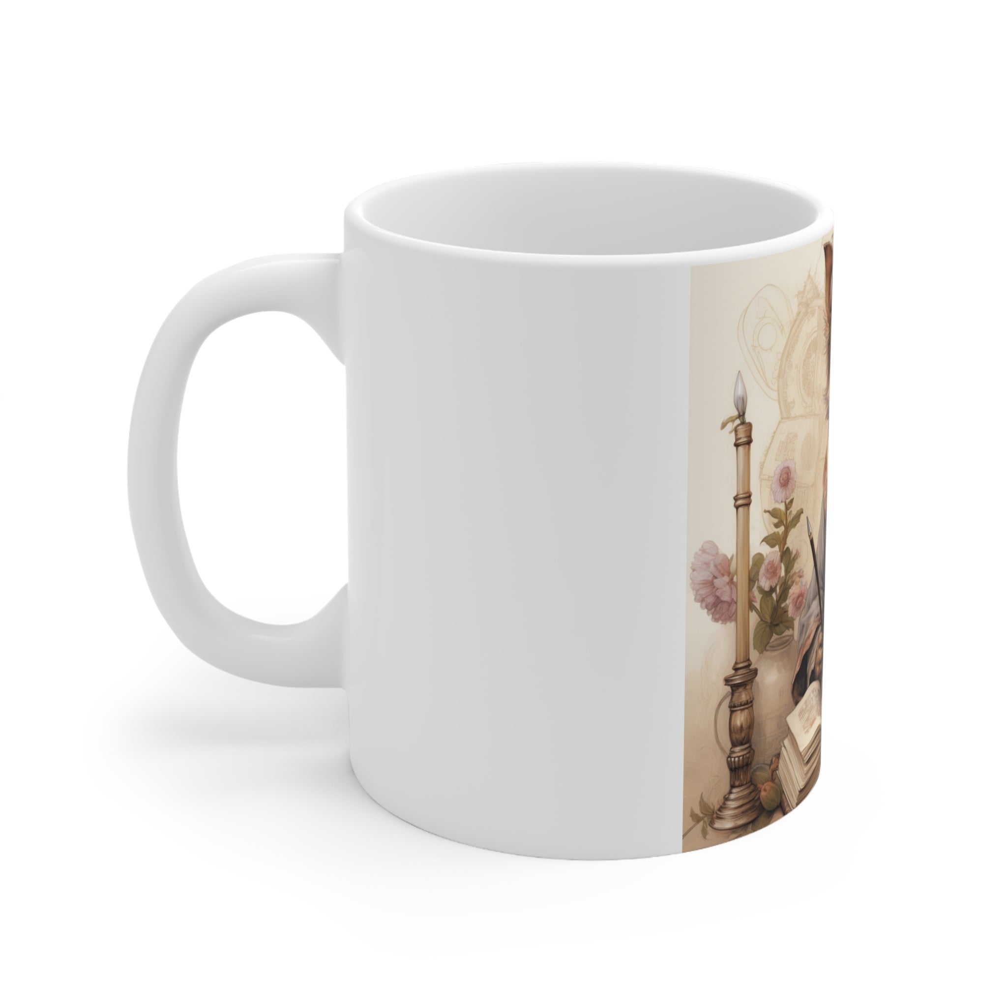 Beautiful Garden Floral Puppy Design for Dog Owners Coffee Mug 11oz Ceramic Mug Home and Garden Relaxing  | | Professional Artwork | Durable & Aesthetic Drinkware