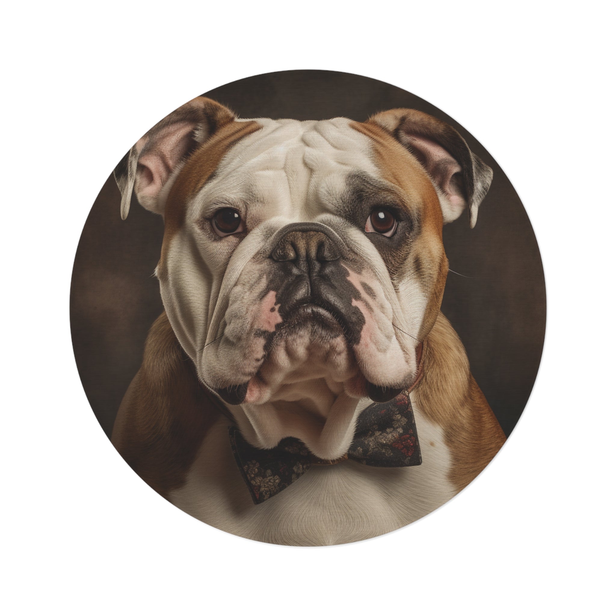 Distinguished Bulldog Round Rug - Elegant Dog Themed Floor Decor - Charming Pet Portrait Rug - Unique Bulldog Lover Home Accessory