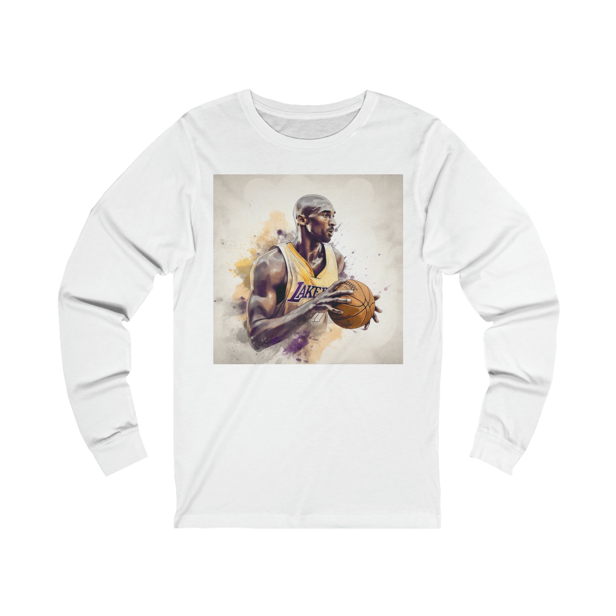 Court Royalty Unleashed: Professional Basketball Legend Epic Watercolor Unisex Jersey Long Sleeve Tee - An Artistic Tribute to the Great K.B.