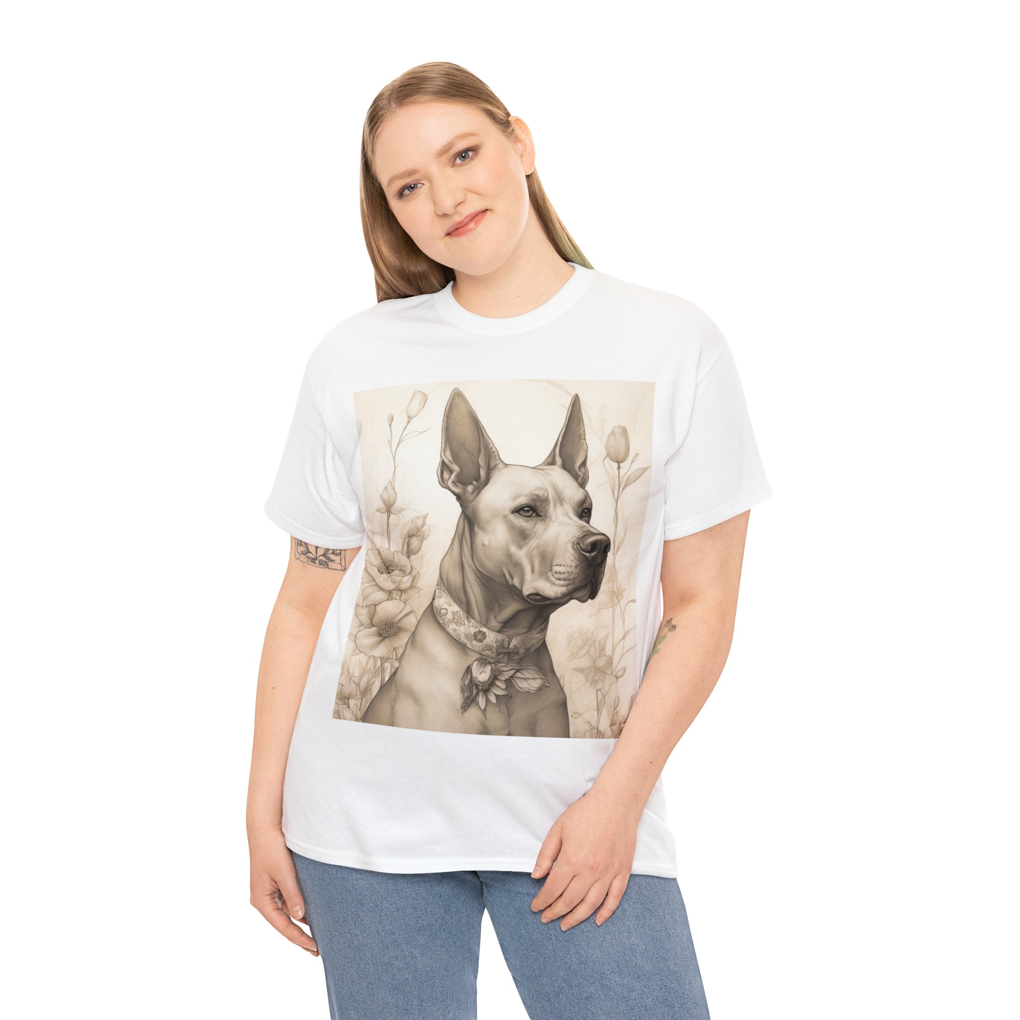 Unisex Heavy Cotton Tee-"Noble Canine" Heavy Cotton Tee - Unisex, Perfect for Dog Lovers & Art Enthusiasts