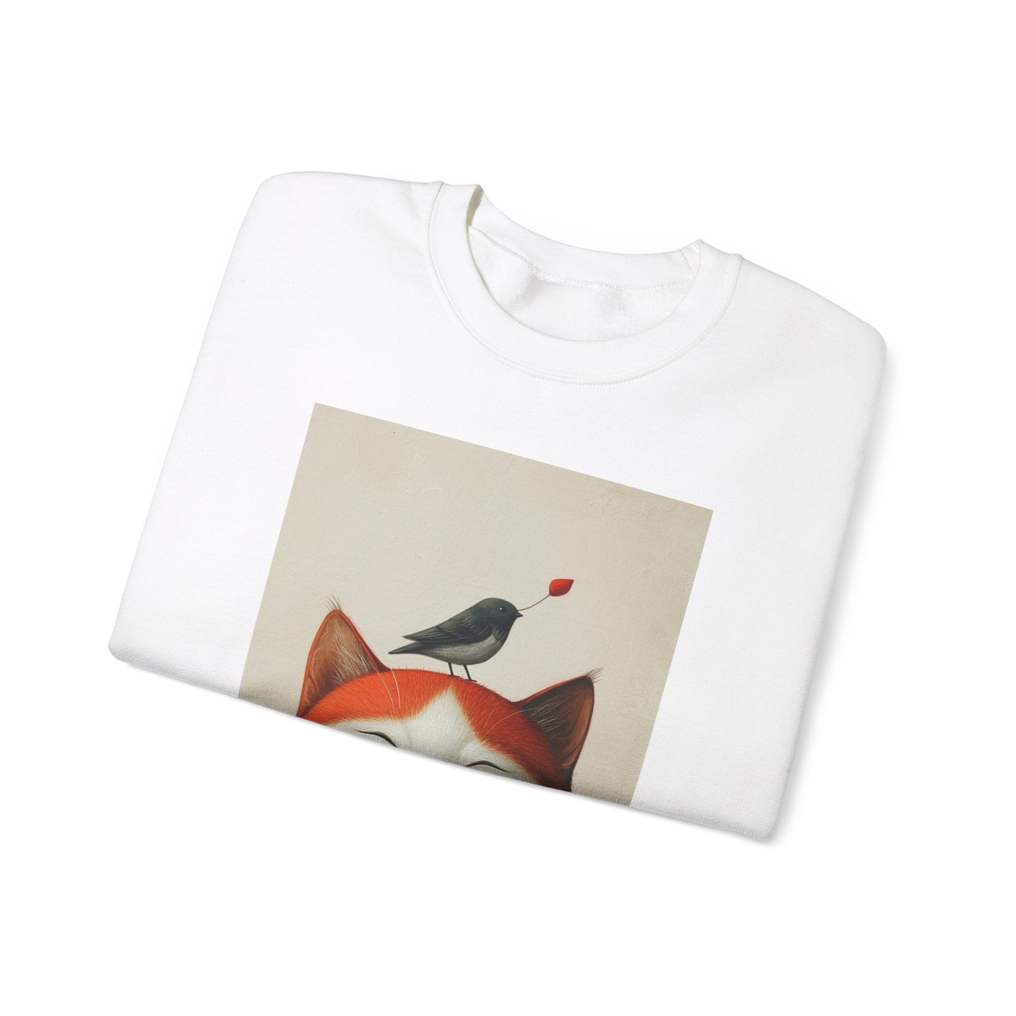 Trusting Bird and Cat Friend Unisex Heavy Blend™ Crewneck Sweatshirt - Cozy Comfort and Unique Style for Animal Lovers