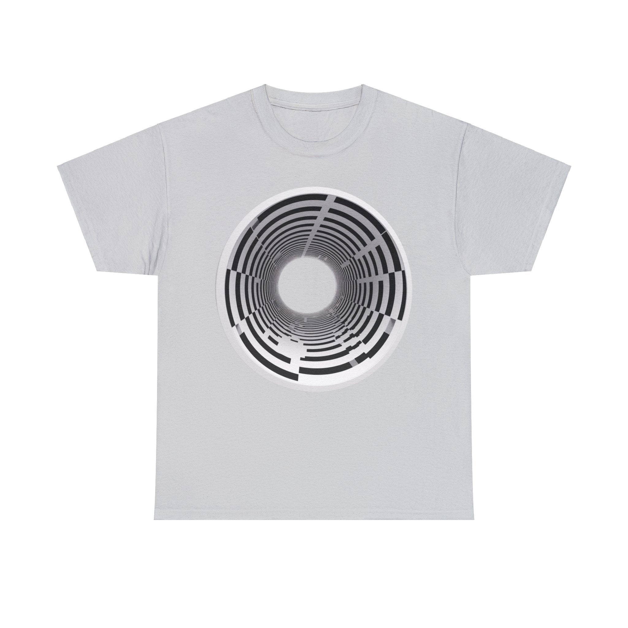 Ideal for Gym & Anti-Social Settings 🚫 'Avert Your Eyes' Unisex Tee: Bold 3D Tunnel Design on T-shirt Work-Out Saving Optical Illusion in Black & White 🌀