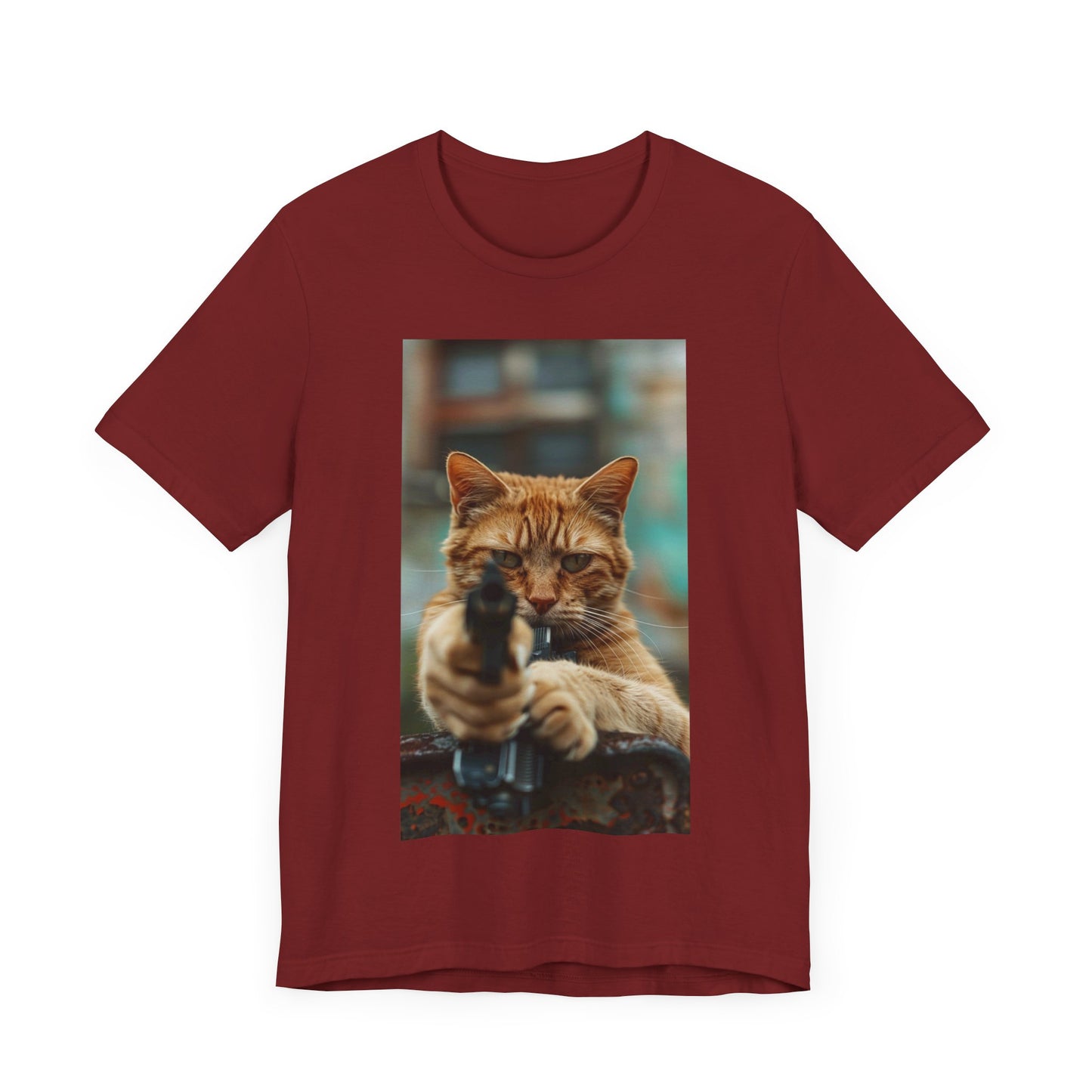 Stealth Paws: Feline Hitman Women's Jersey Short Sleeve Tee - Quirky Cat-Themed Apparel for Fashion-Forward Cat Lovers