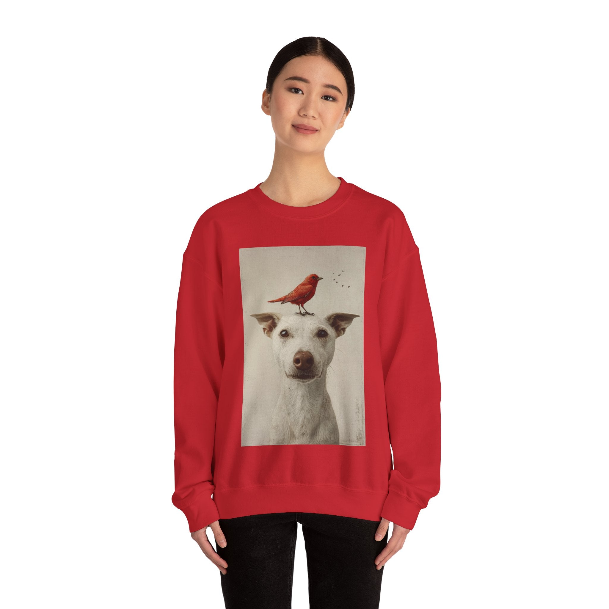 Trusting Bird and Dog Friend Unisex Heavy Blend™ Crewneck Sweatshirt - Cozy Comfort and Unique Style for Animal Lovers