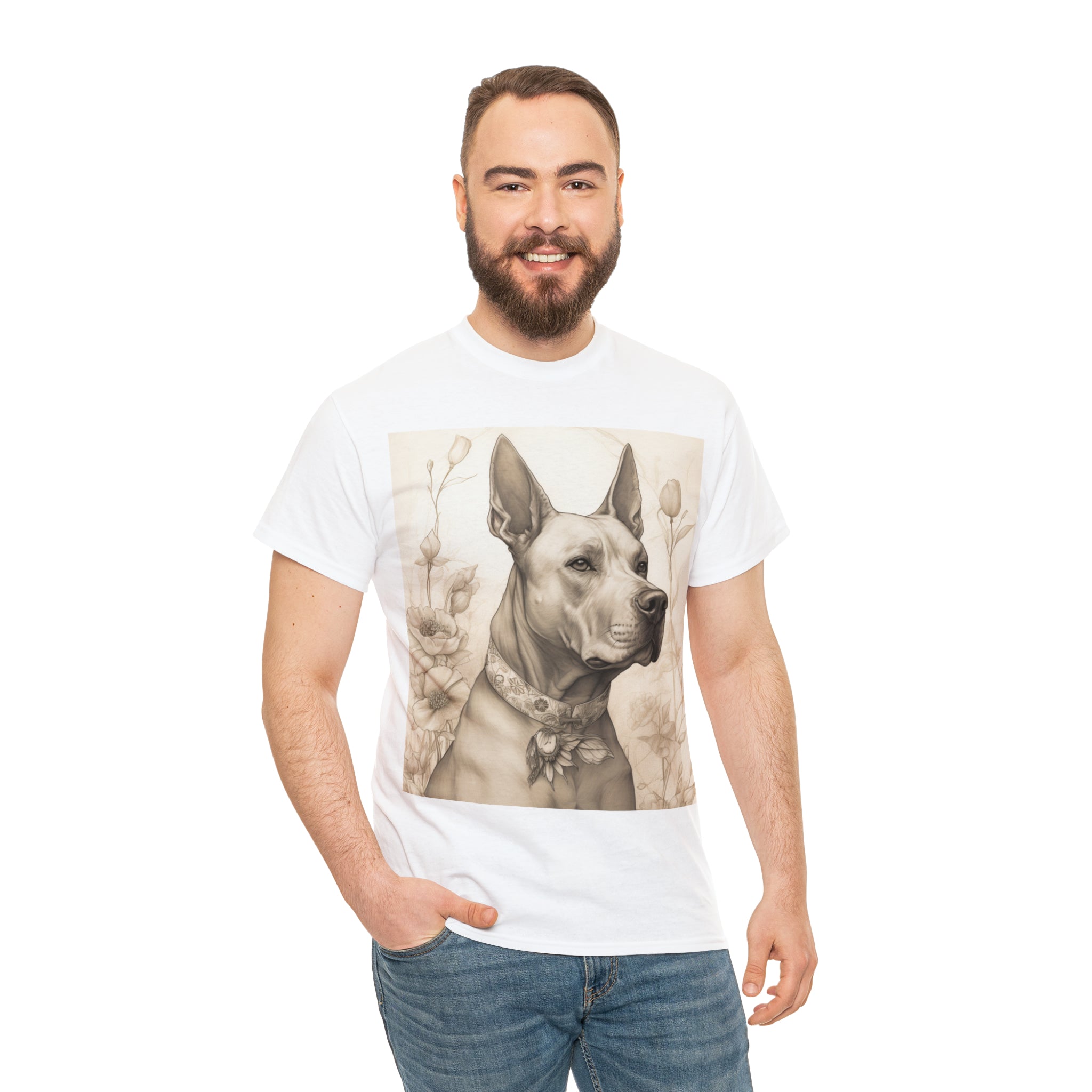 Unisex Heavy Cotton Tee-"Noble Canine" Heavy Cotton Tee - Unisex, Perfect for Dog Lovers & Art Enthusiasts