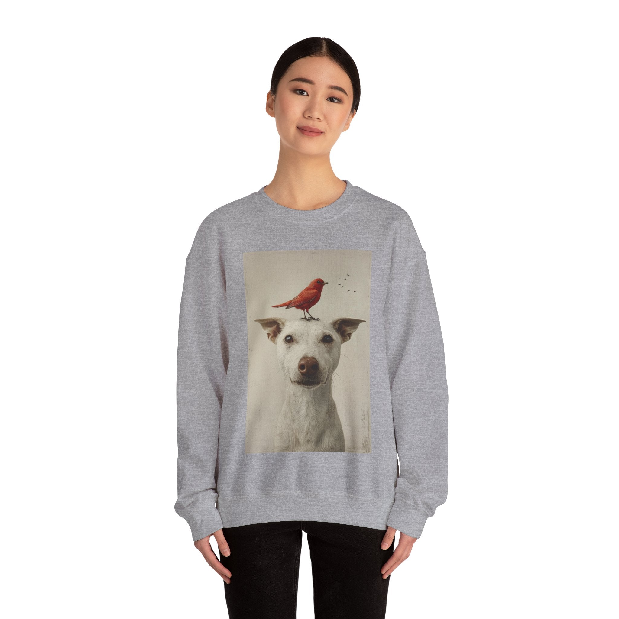 Trusting Bird and Dog Friend Unisex Heavy Blend™ Crewneck Sweatshirt - Cozy Comfort and Unique Style for Animal Lovers